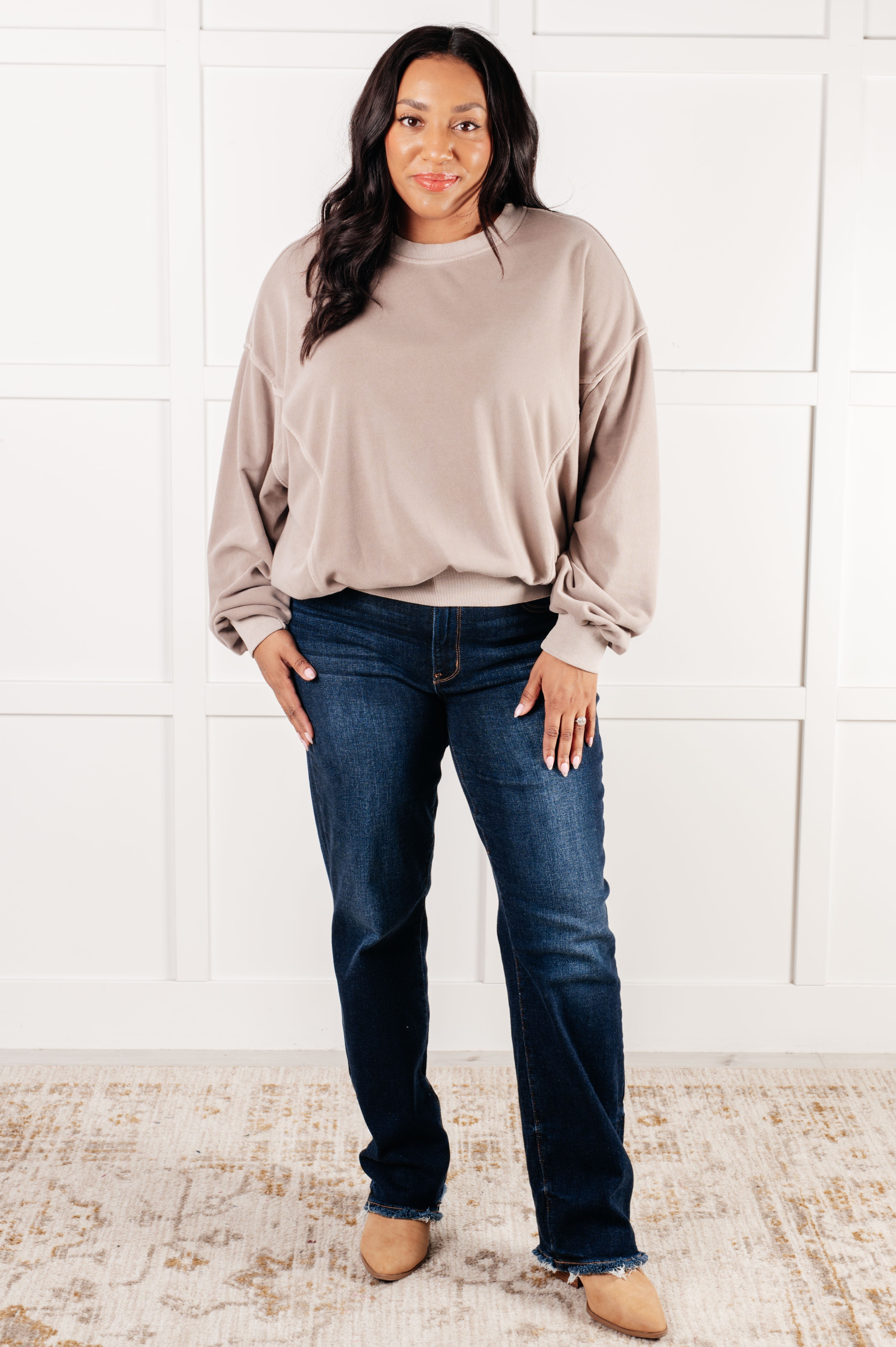 Beyond the Basics Pullover in Ash Mocha - Charming Charlie
