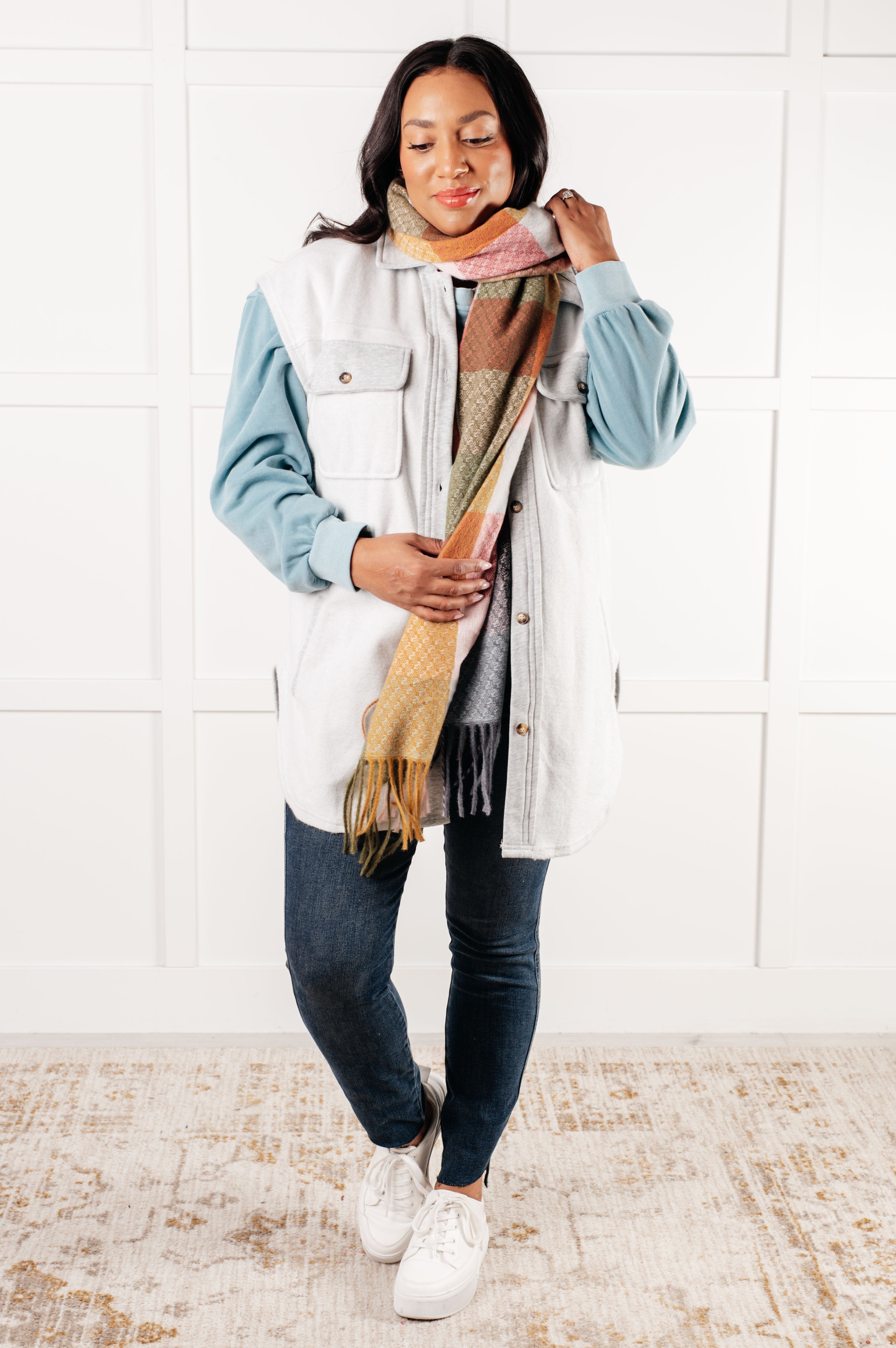 Beyond the Basics Pullover in Blue Grey - Charming Charlie
