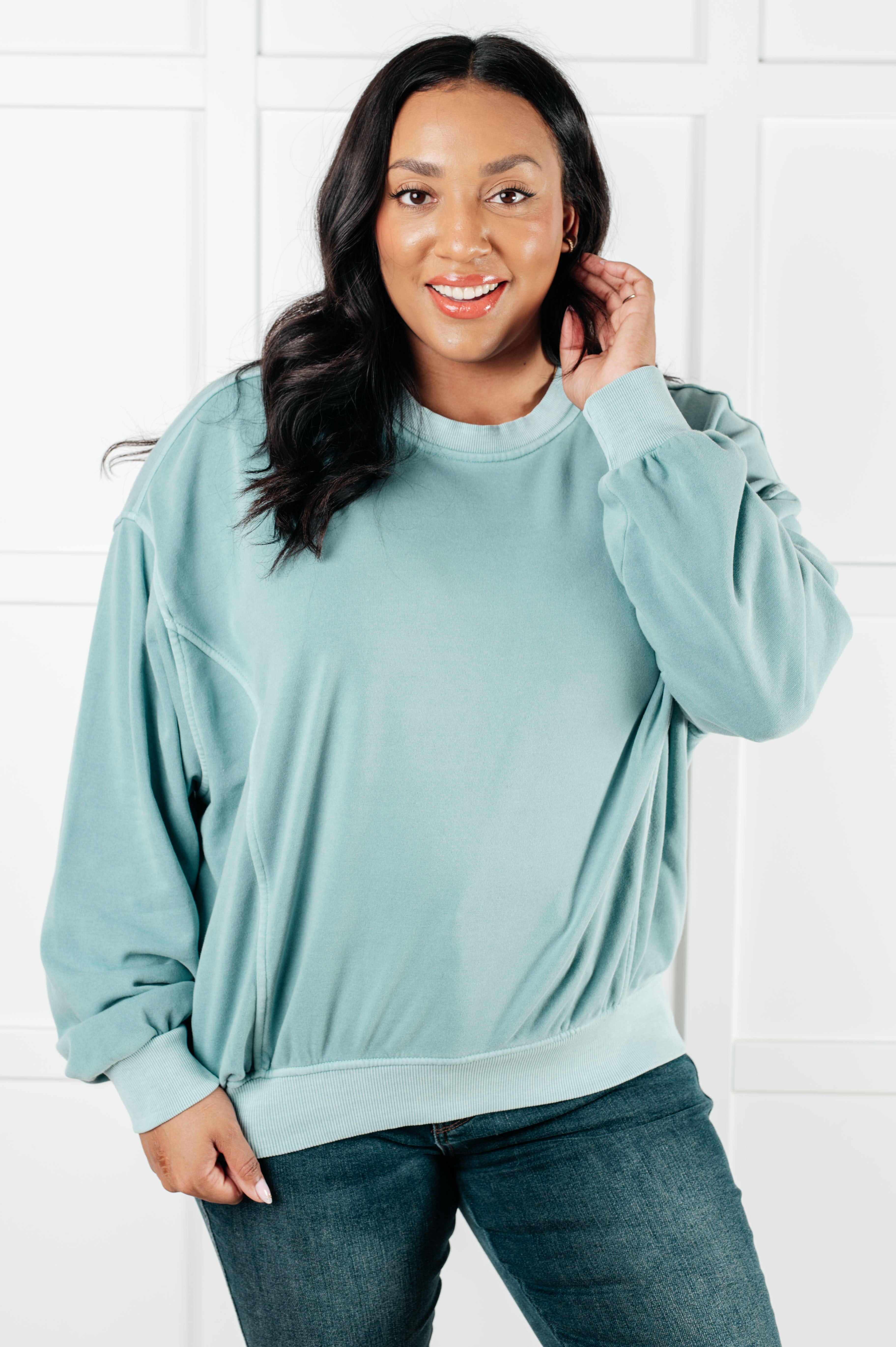 Beyond the Basics Pullover in Blue Grey - Charming Charlie