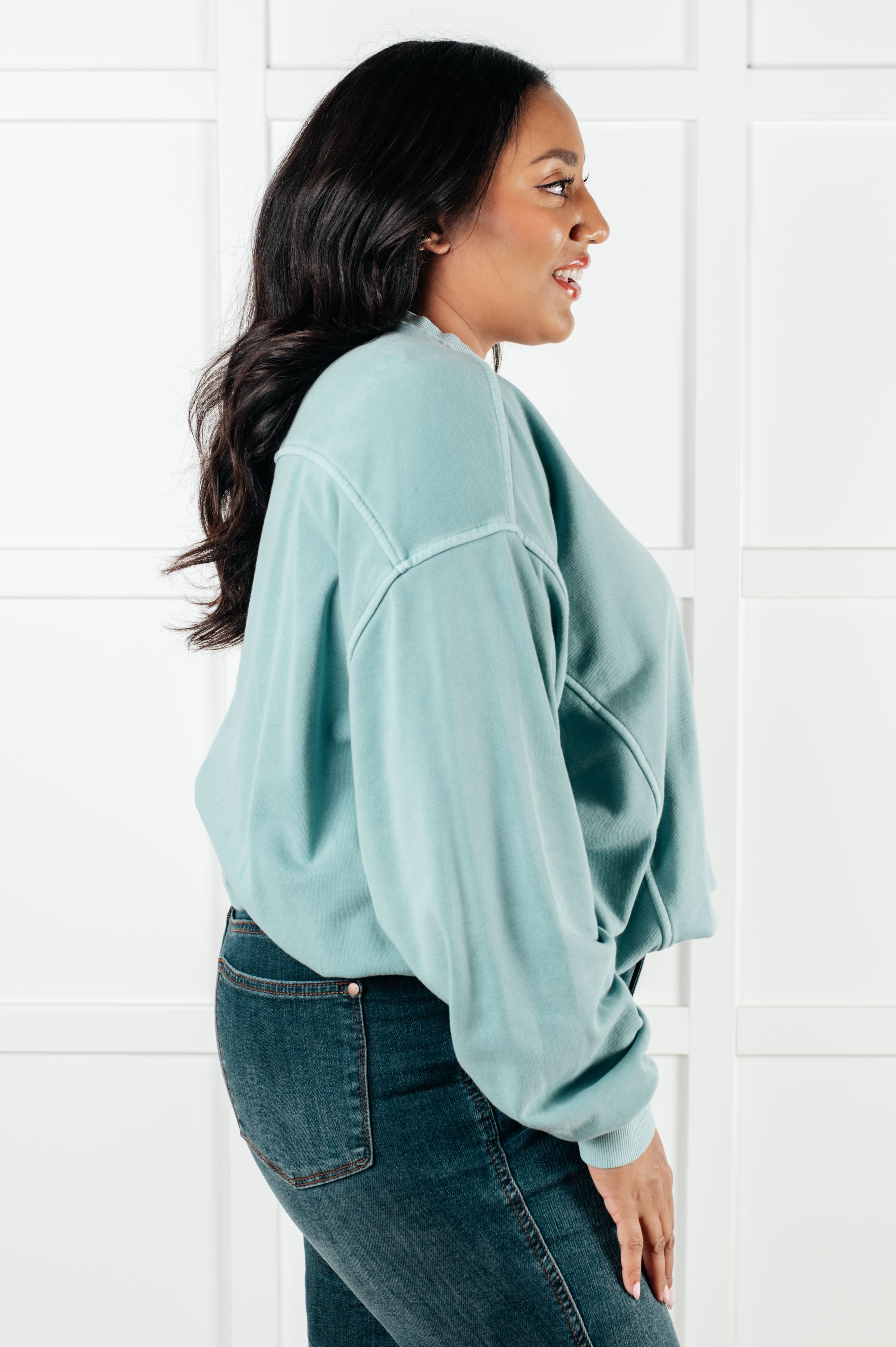 Beyond the Basics Pullover in Blue Grey - Charming Charlie