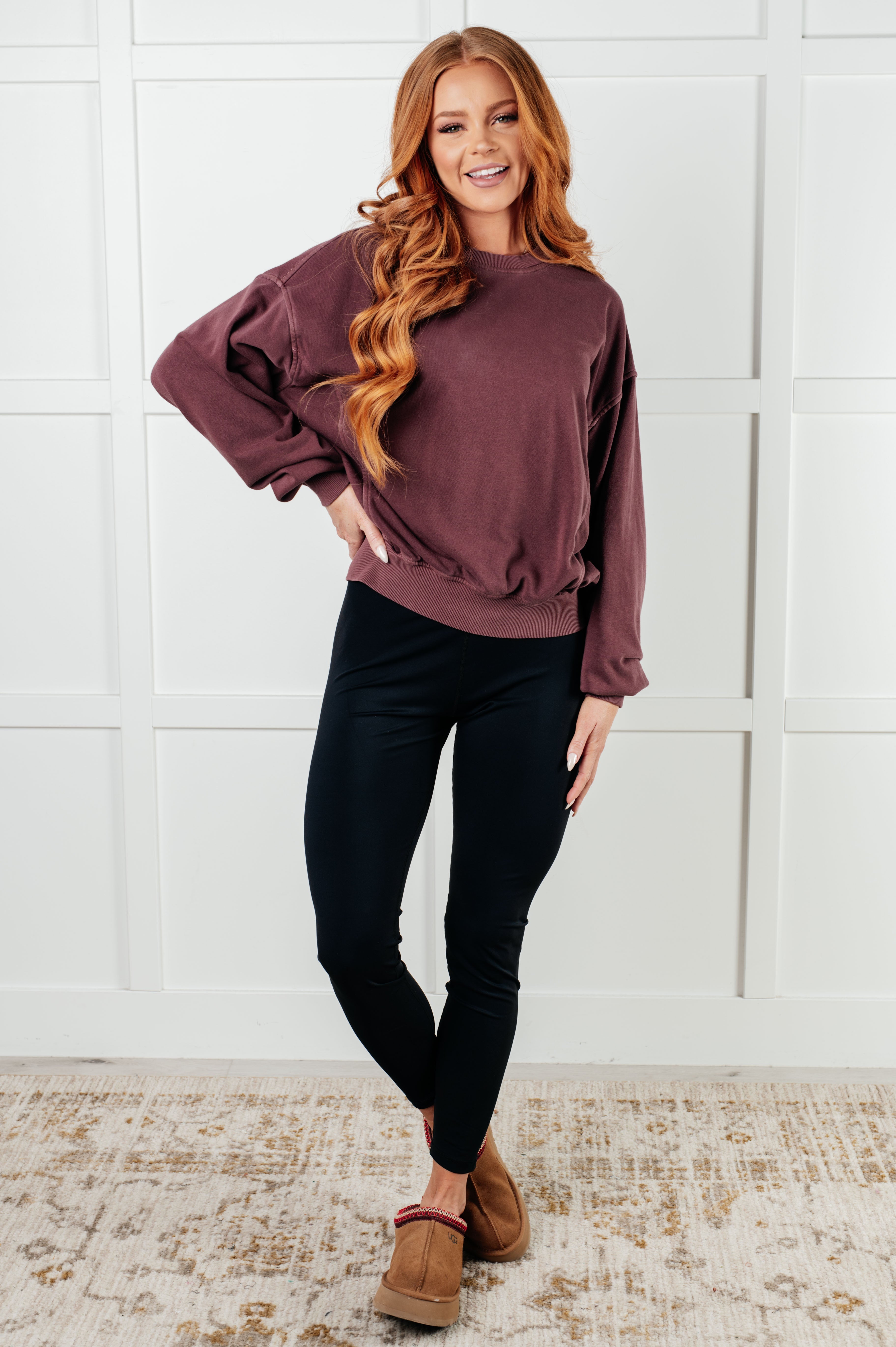Beyond the Basics Pullover in Eggplant - Charming Charlie