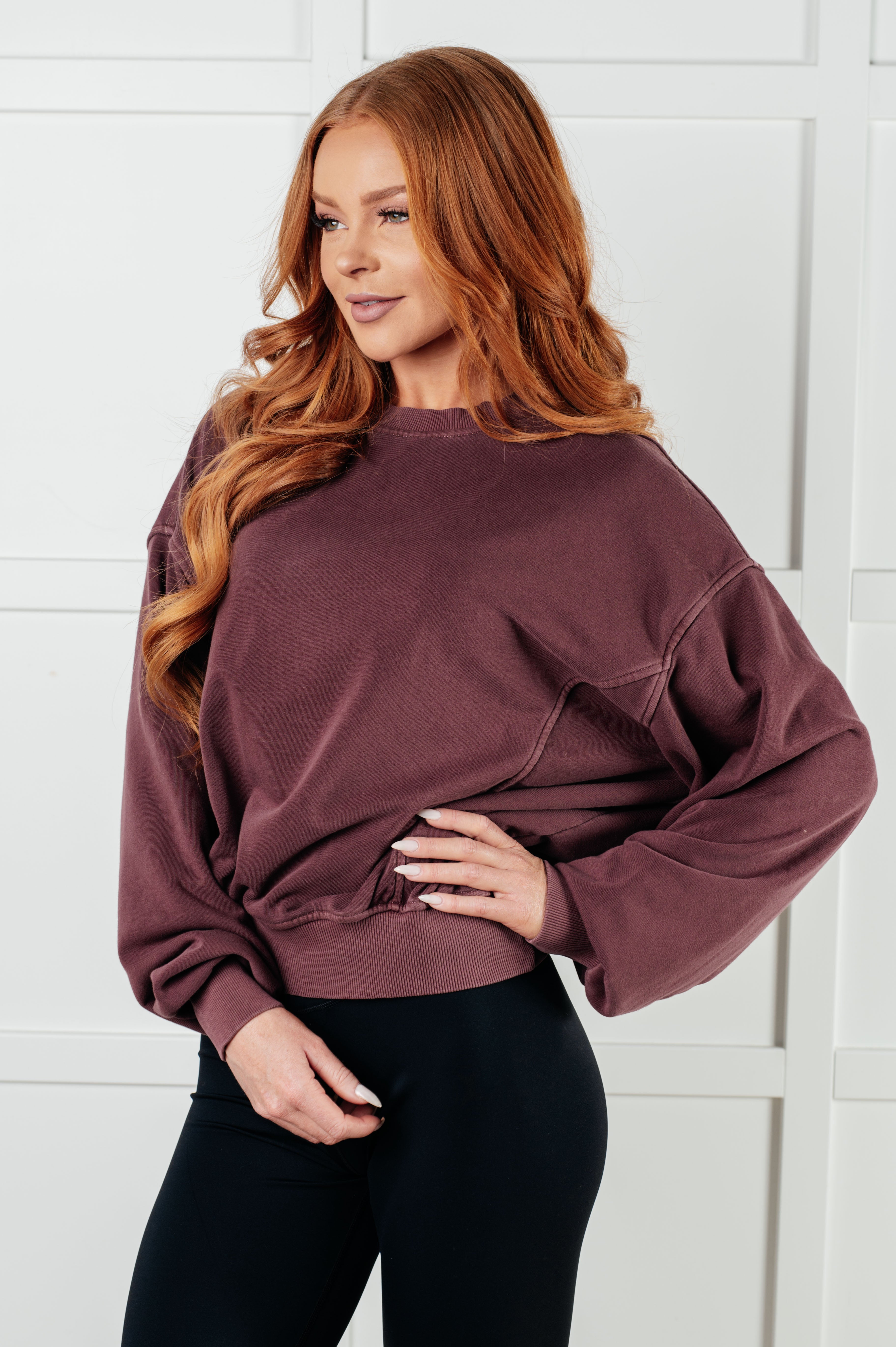 Beyond the Basics Pullover in Eggplant - Charming Charlie