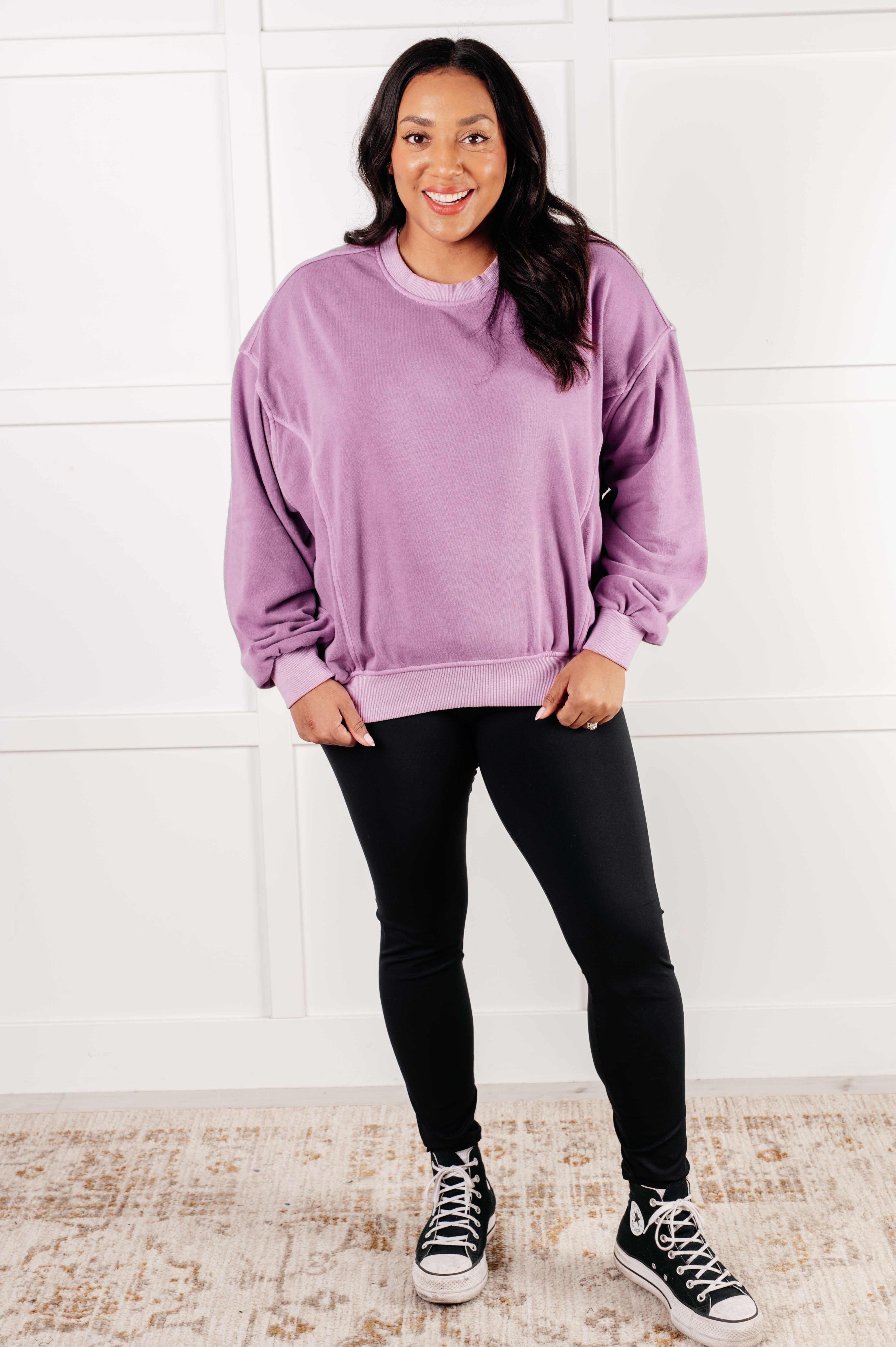Beyond the Basics Pullover in Violet - Charming Charlie