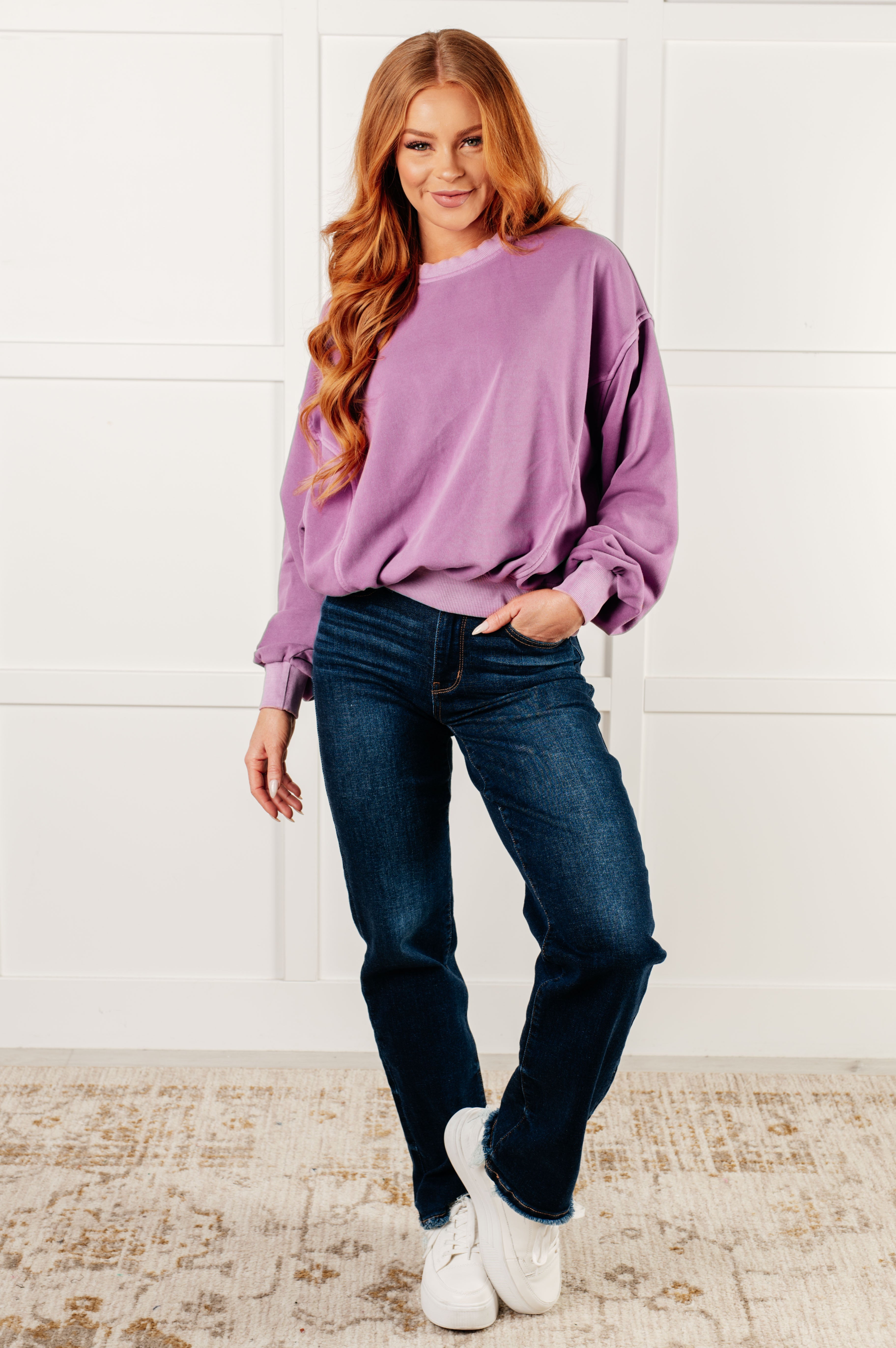 Beyond the Basics Pullover in Violet - Charming Charlie
