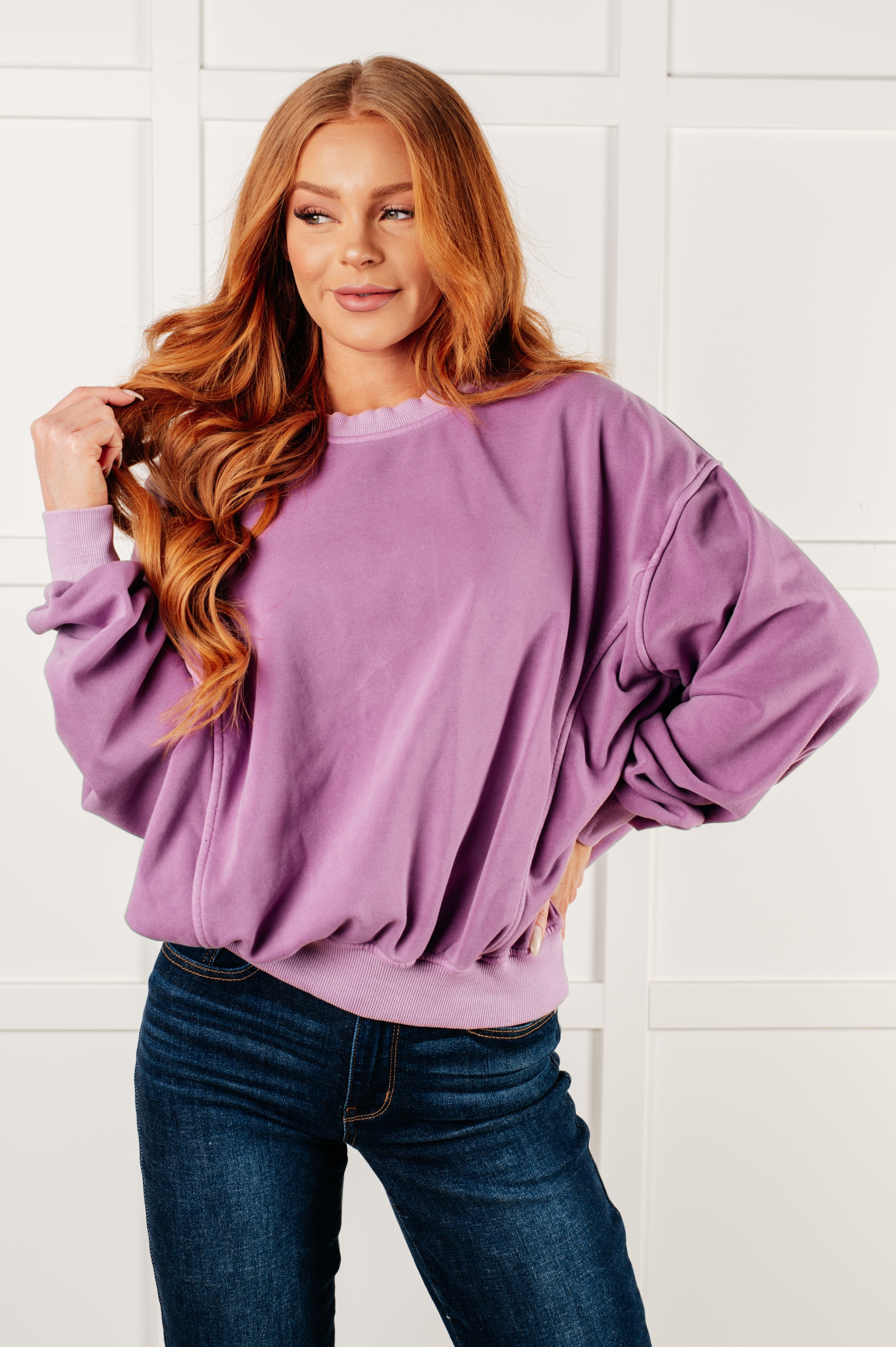 Beyond the Basics Pullover in Violet - Charming Charlie