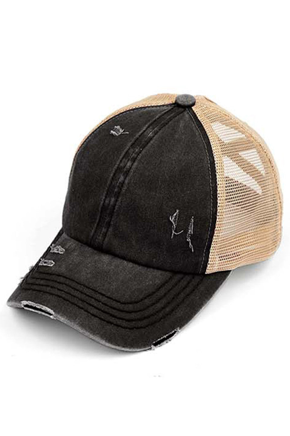 Black-Beige-C.C BASEBALL PONYCAP is a stylish and functional cap that combines the classic look of a baseball cap with the convenience of a ponytail holder. Made with high-quality materials and a comfortable fit, this cap is perfect for any outdoor activity. Stay cool and protected with the C.C BASEBALL PONYCAP.