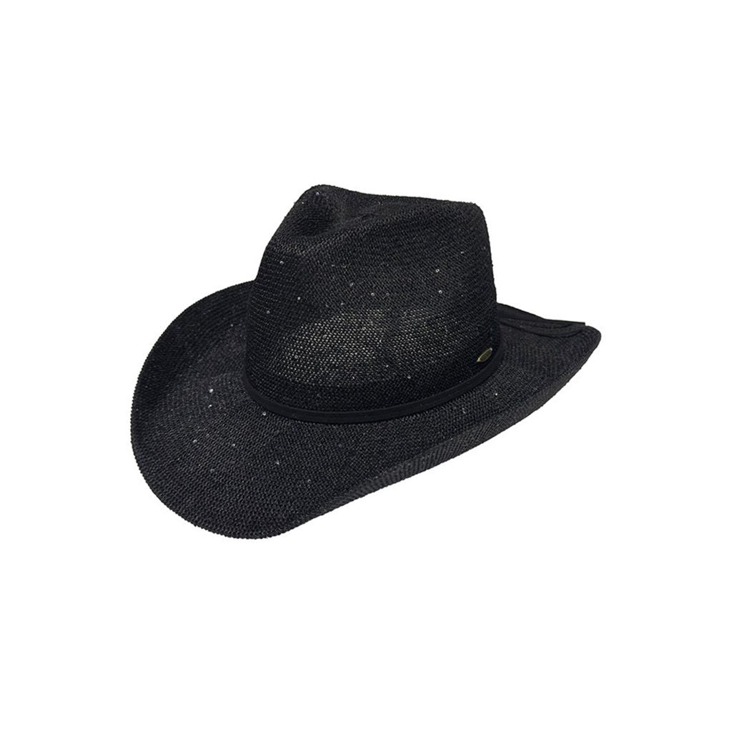 Black/Black Add instant shine to any western look with this C.C Brand sequin cowboy hat. Whether you're heading to a country concert, music festival, or just want to turn heads at brunch, this hat delivers bold sparkle without the weight. Designed for comfort and built to stand out, it's your new favorite party-ready accessory.