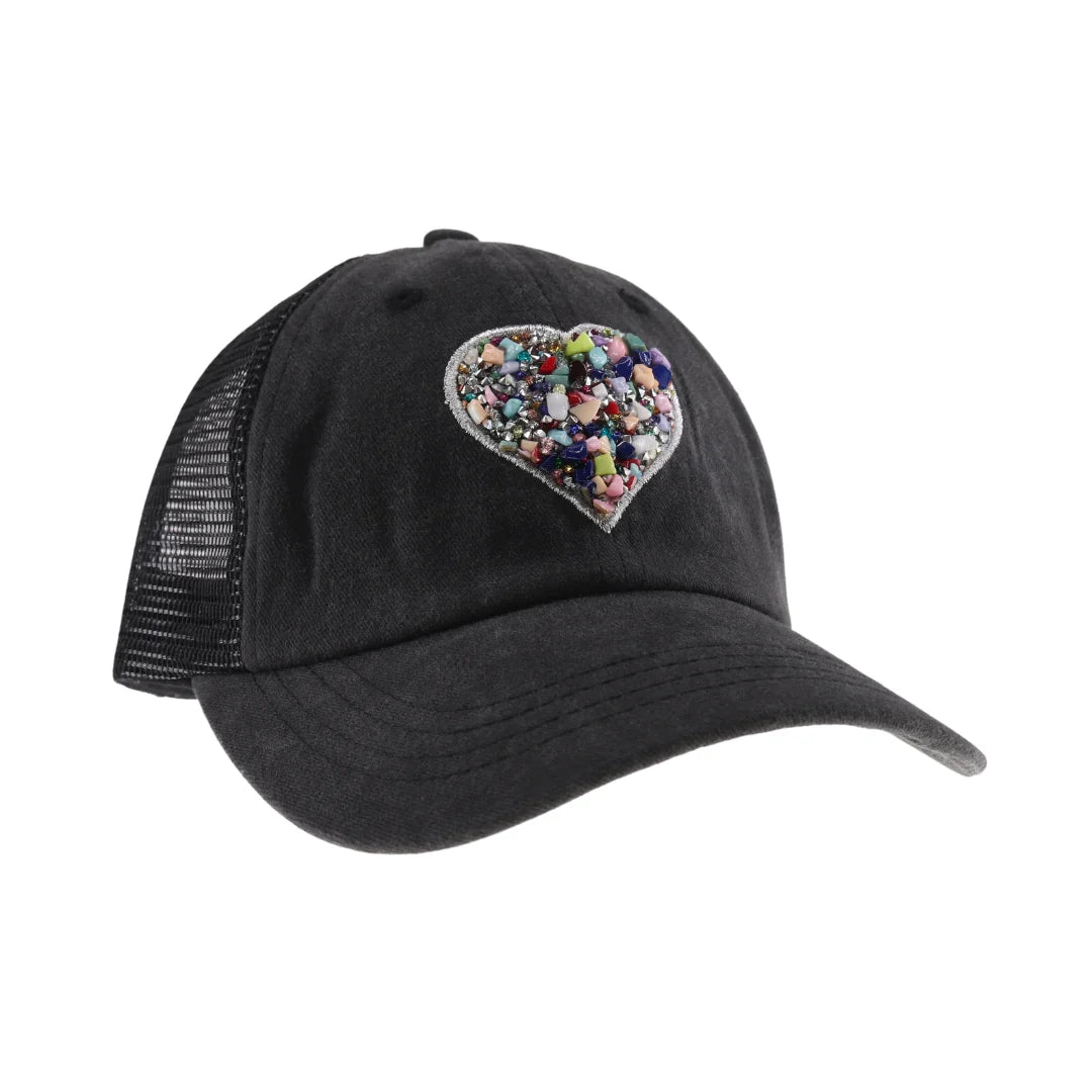 C.C Heart Stone Embellishment Baseball Cap - Charming Charlie