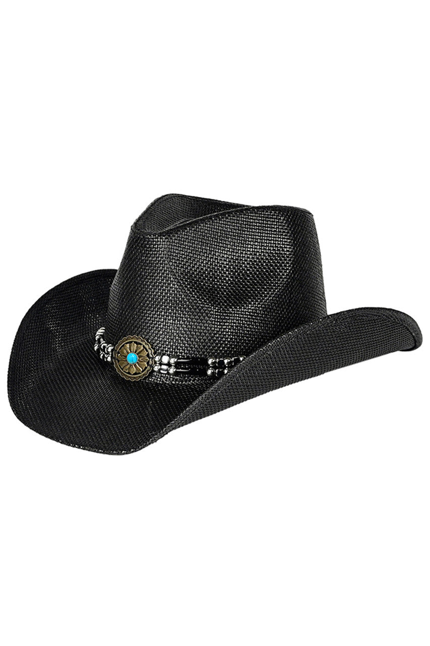 Black C.C Mixed Ethnic Bead Trim Band Cowboy Hat is perfect for adding some stylish flair to your western look. The mixed ethnic bead trim adds a unique touch to this classic cowboy hat, making it a fashionable and versatile accessory. Crafted with high-quality materials, this hat is sure to become a staple in your wardrobe.