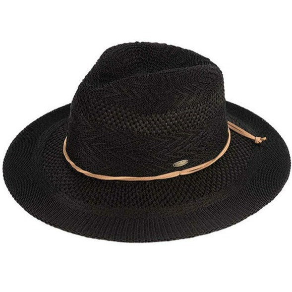 Black C.C Multi Pattern Suede String Band Panama Hat. Before running out the door into the air, you’ll want to reach for these summer Panama Hat to keep you incredibly relax as a great hat can keep you cool and comfortable even when the sun is high in the sky. Perfect for keeping the sun off of your face, neck, and shoulders. ideal for travelers who are on vacation or just spending some time in the great outdoors.