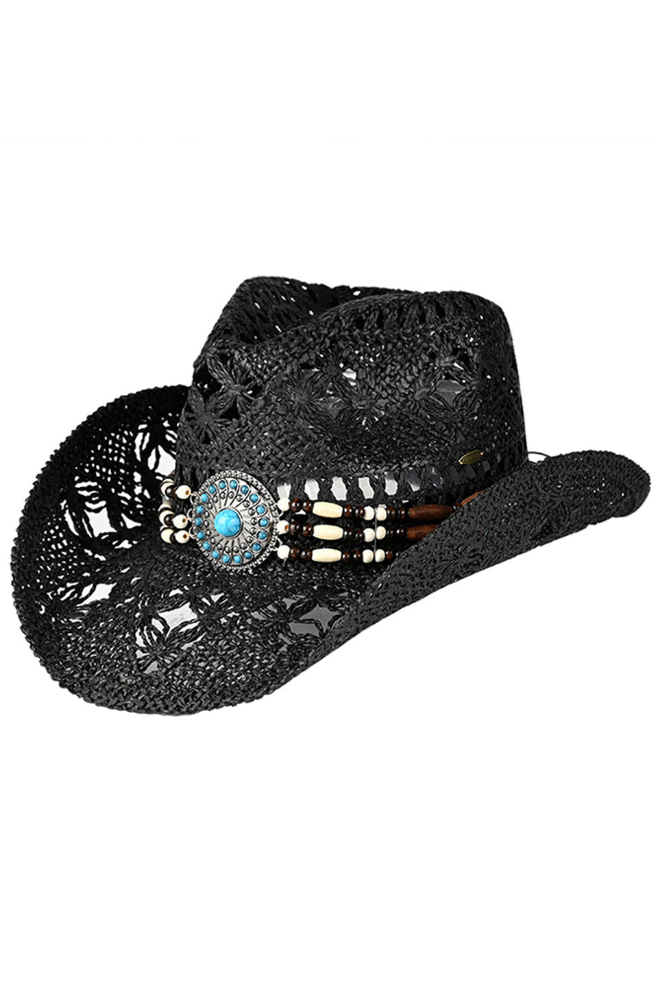 Black C.C Western Wooden Bead Band Tea-Stain Cowboy Hat is perfect for adding a touch of rustic charm to any outfit. The wooden bead band adds a unique, eye-catching detail, while the tea-stain finish gives it a vintage look. Handcrafted from high-quality materials, this cowboy hat is both stylish and durable.