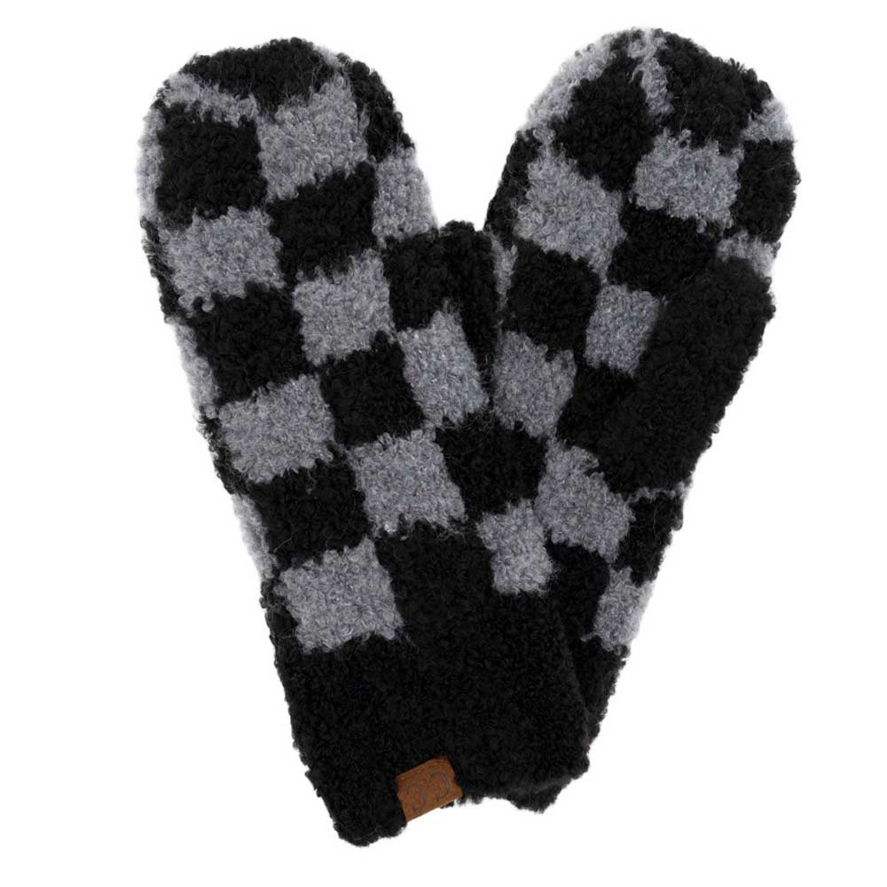 C.C Checkered Pattern Boucle Mittens - Charming Charlie