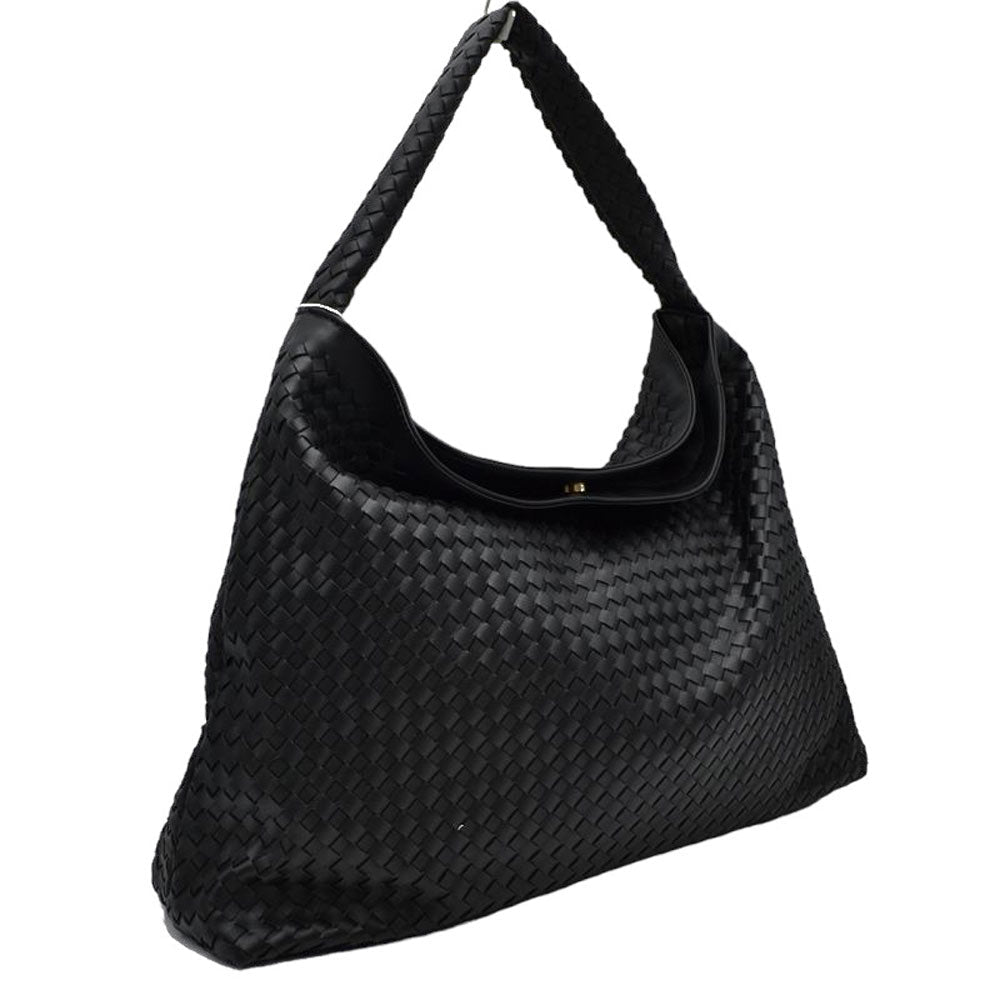 Black Top Handle Woven Patterned Tote Bag, is a stylish and comfortable way to carry all your daily necessities. Featuring top handles, it's perfect for carrying over the shoulder, and its woven design ensures that it stands out from other handbags. This tote bag is a practical and fashionable choice For the summer.