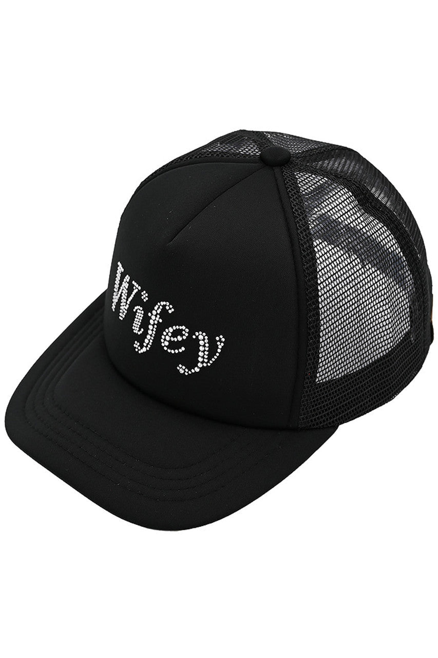 Black C.C WIFEY Rhinestones Trucker Cap is a must-have for any stylish woman. With a dazzling display of rhinestones and a comfortable trucker design, you'll be turning heads wherever you go. Add a touch of glam to your daily look and show off your wifey status in style.