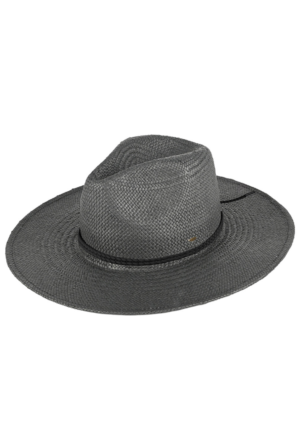 Black C.C Paper Panama Sun Hat is a must-have accessory for any sunny day. Made with high-quality paper to ensure durability and breathability. Perfect for protecting your face and neck from harmful UV rays. Look stylish and stay cool with this versatile sun hat.