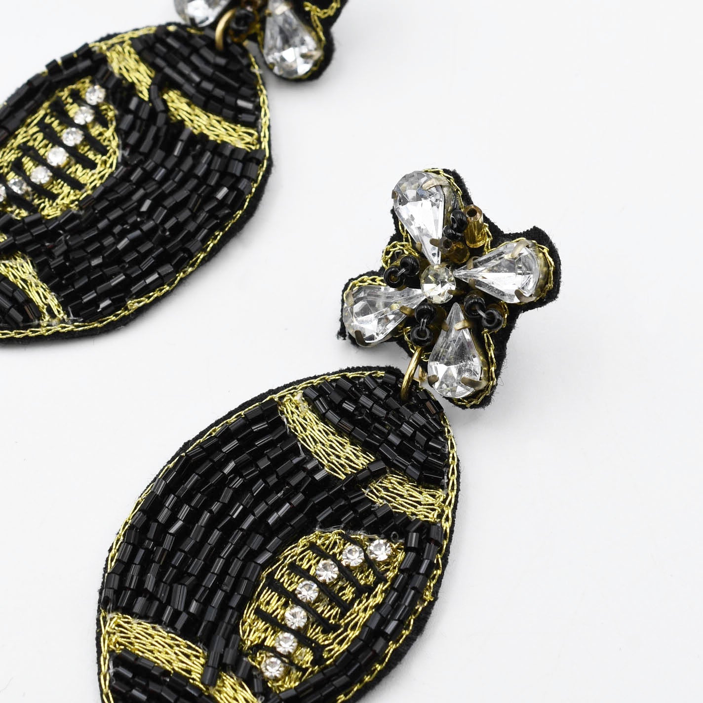 Black Football Beaded Earring S28 - Charming Charlie