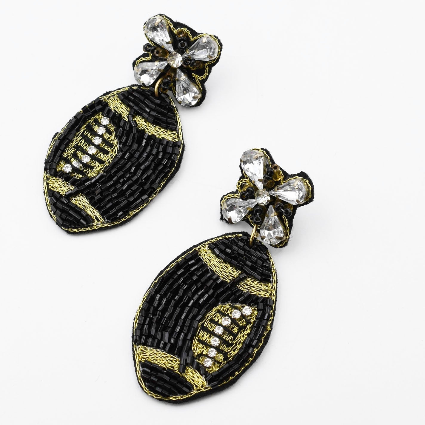 Black Football Beaded Earring S28 - Charming Charlie