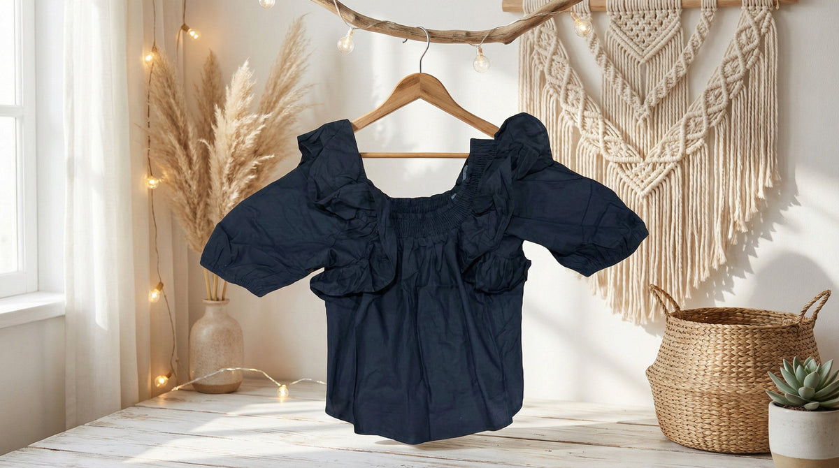 Woven Ruffle Sleeve Blouse - Charming Charlie