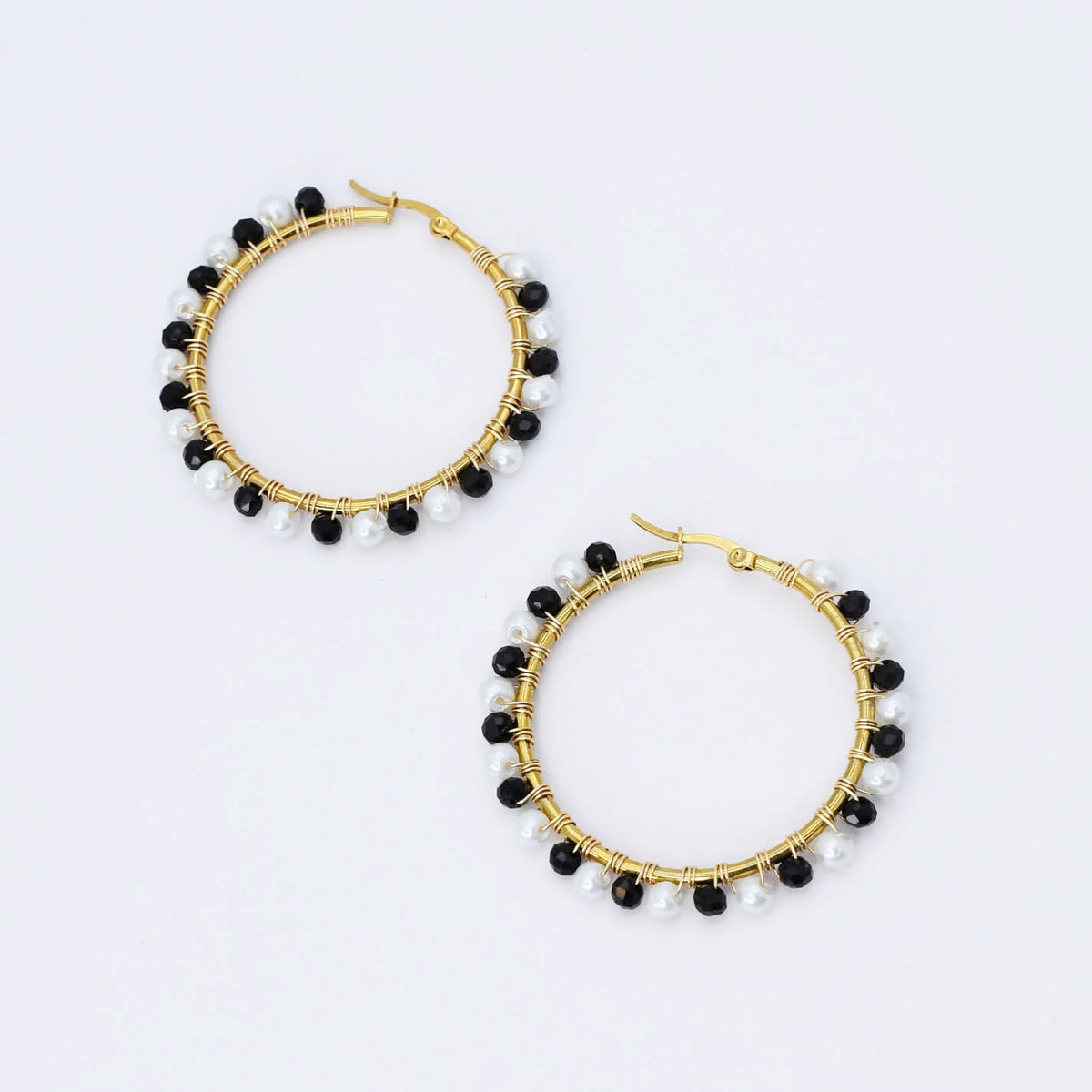 Colorful crystal statement hoop earrings with multicolor beads and sparkling stones, waterproof earrings, tarnish free jewelry, hypoallergenic earrings for sensitive skin, 24k gold dainty earrings, handcrafted gemstone earrings, gold hoop earrings, boutique wholesale earrings, trendy gold jewelry, high quality jewelry gifts