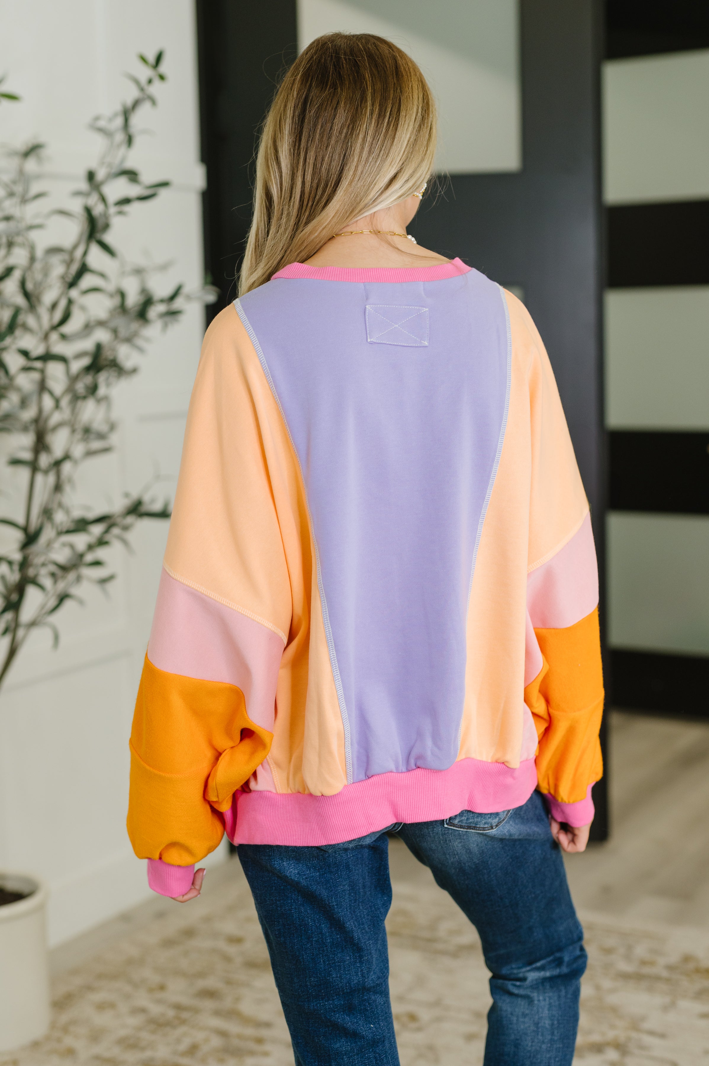 Blockbuster Color Block Pullover in Muted - Charming Charlie