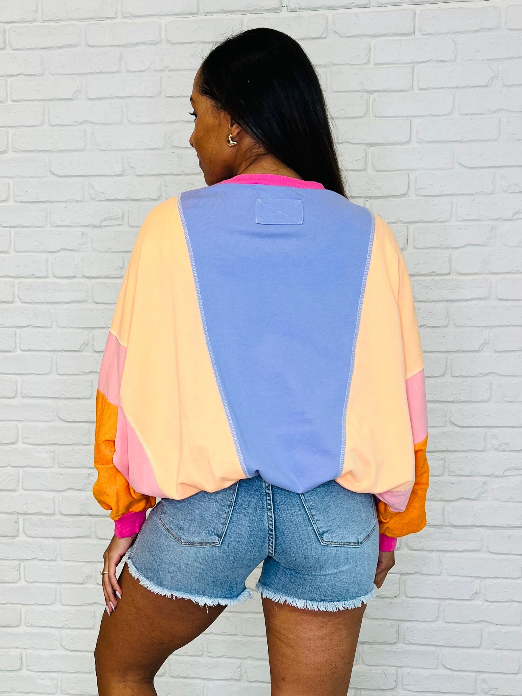 Blockbuster Color Block Pullover in Muted - Charming Charlie