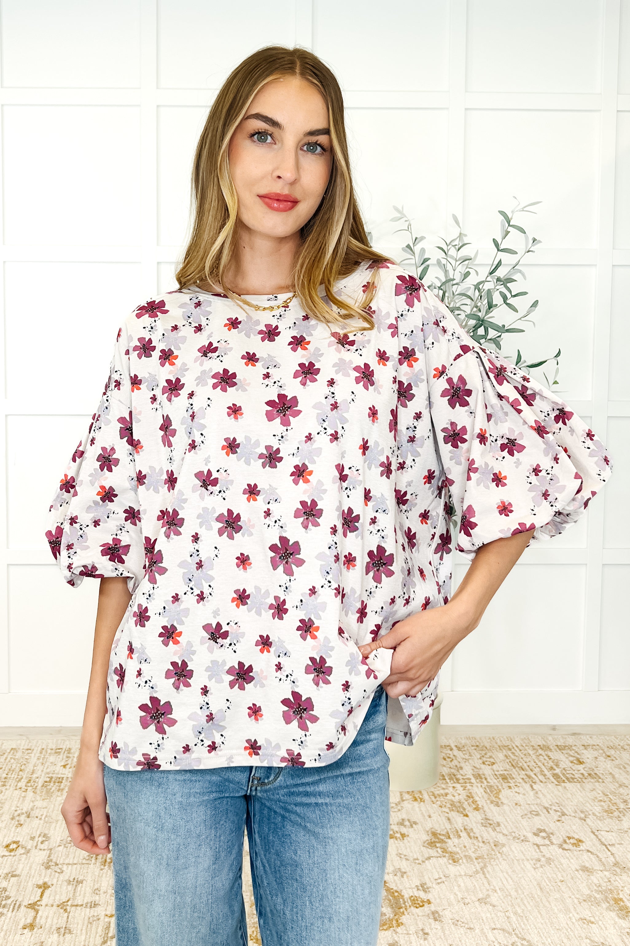 Blossom Breeze Balloon Sleeve Blouse - Charming Charlie