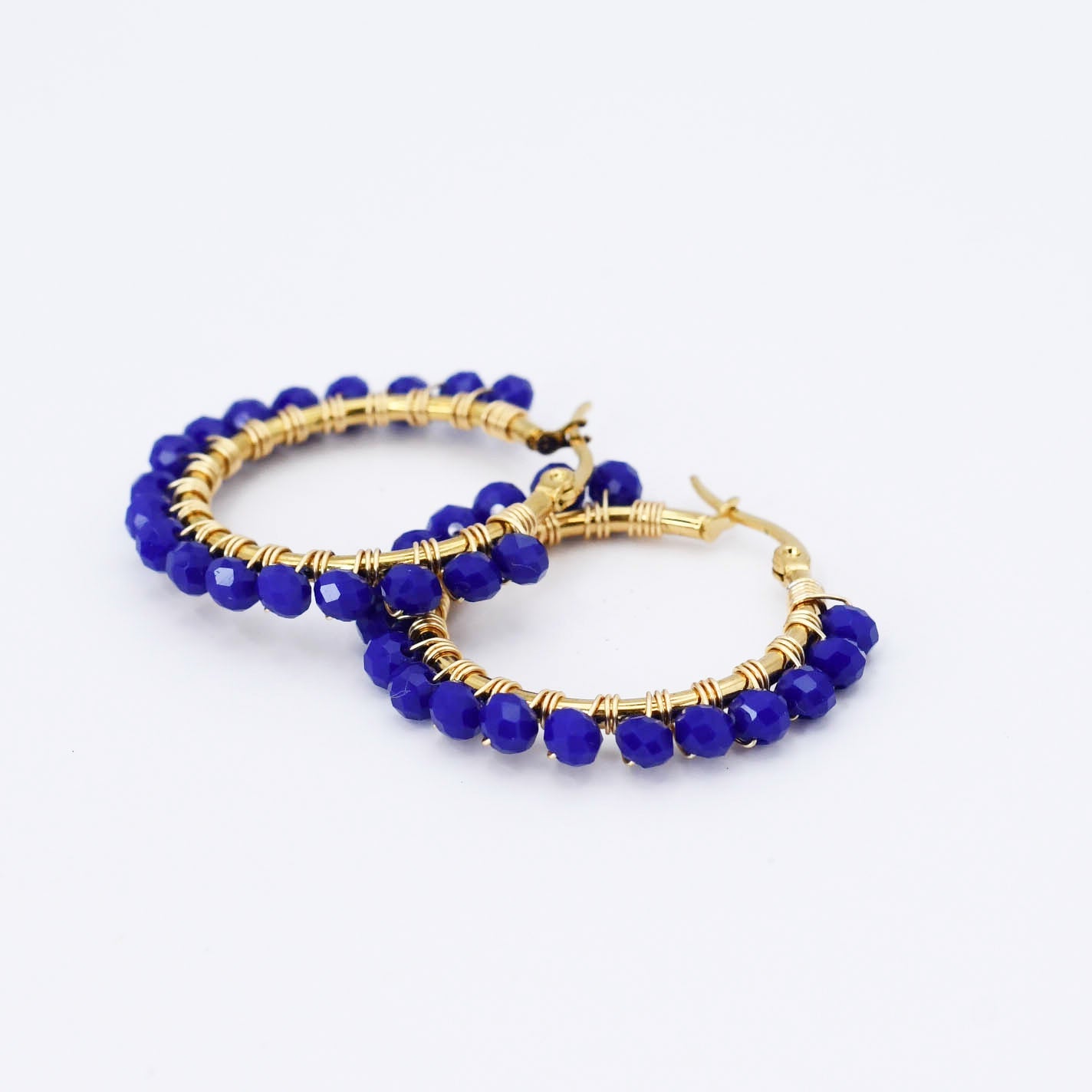 Colorful crystal statement hoop earrings with multicolor beads and sparkling stones, waterproof earrings, tarnish free jewelry, hypoallergenic earrings for sensitive skin, 24k gold dainty earrings, handcrafted gemstone earrings, gold hoop earrings, boutique wholesale earrings, trendy gold jewelry, high quality jewelry gifts