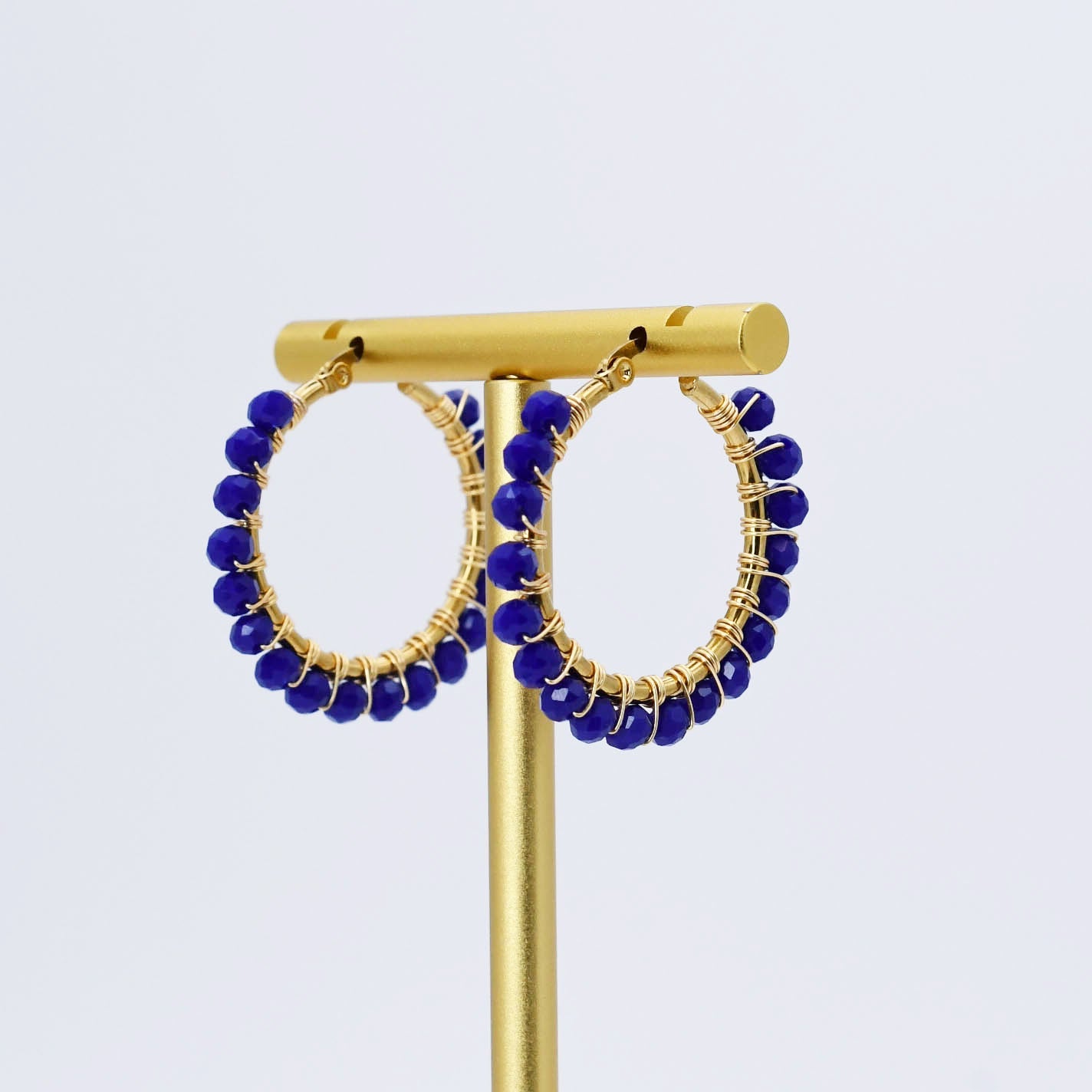 Colorful crystal statement hoop earrings with multicolor beads and sparkling stones, waterproof earrings, tarnish free jewelry, hypoallergenic earrings for sensitive skin, 24k gold dainty earrings, handcrafted gemstone earrings, gold hoop earrings, boutique wholesale earrings, trendy gold jewelry, high quality jewelry gifts