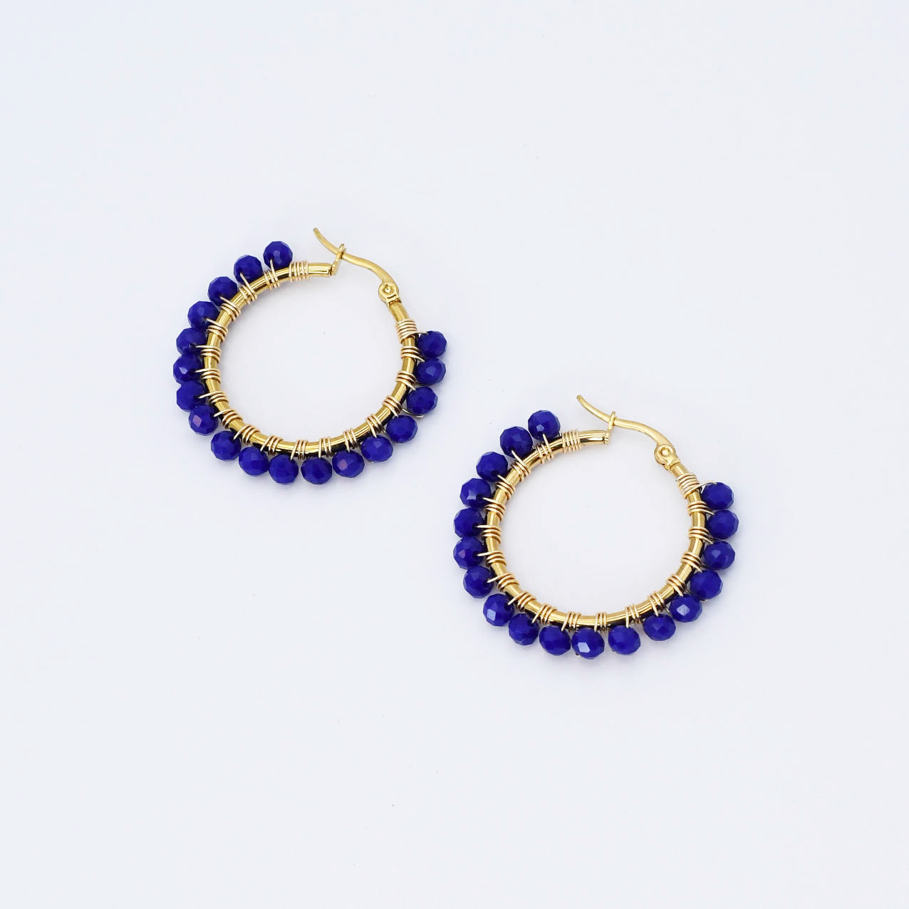 Colorful crystal statement hoop earrings with multicolor beads and sparkling stones, waterproof earrings, tarnish free jewelry, hypoallergenic earrings for sensitive skin, 24k gold dainty earrings, handcrafted gemstone earrings, gold hoop earrings, boutique wholesale earrings, trendy gold jewelry, high quality jewelry gifts