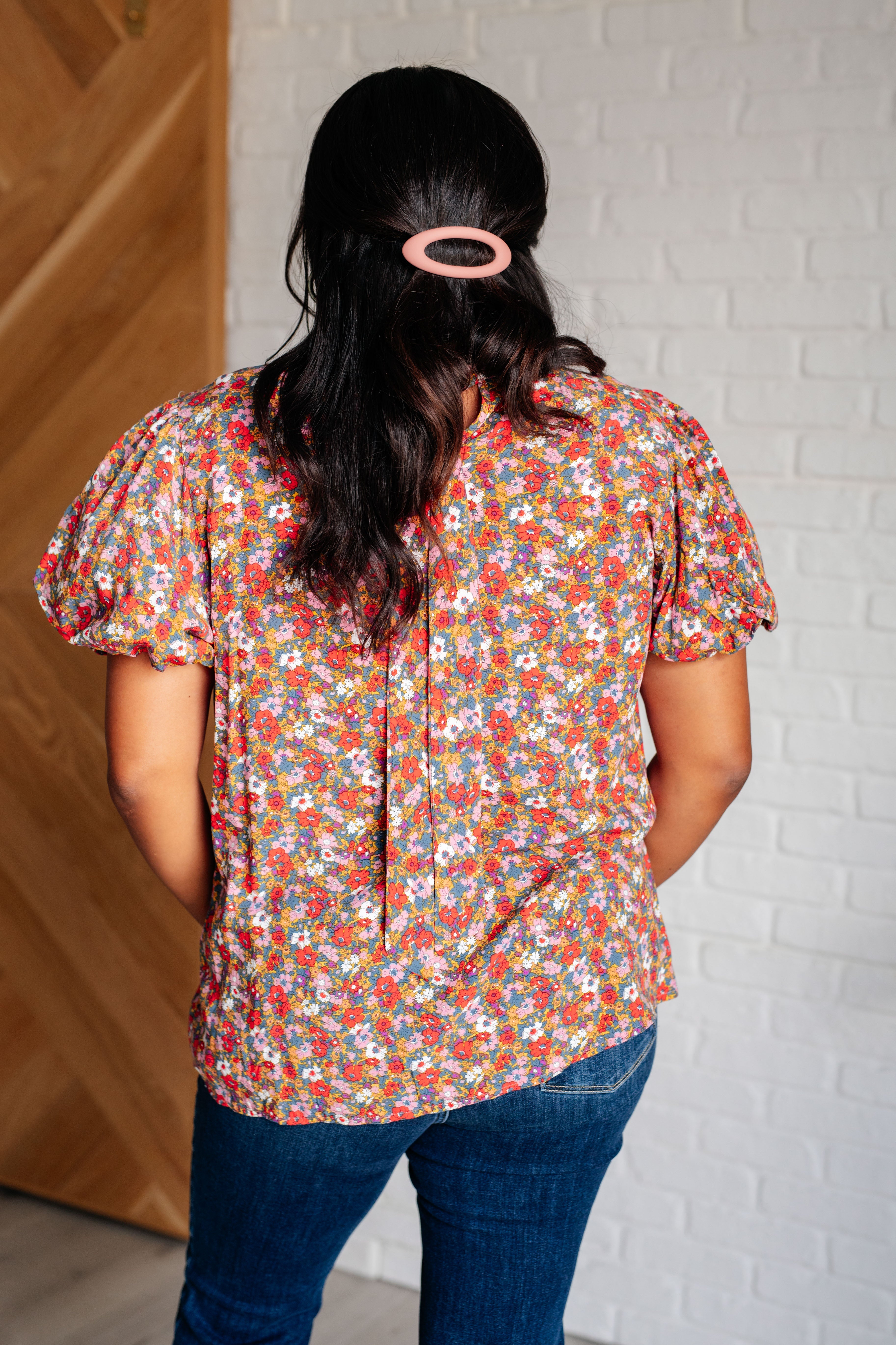 Bohemian Moment Floral Mock Neck Blouse - Charming Charlie