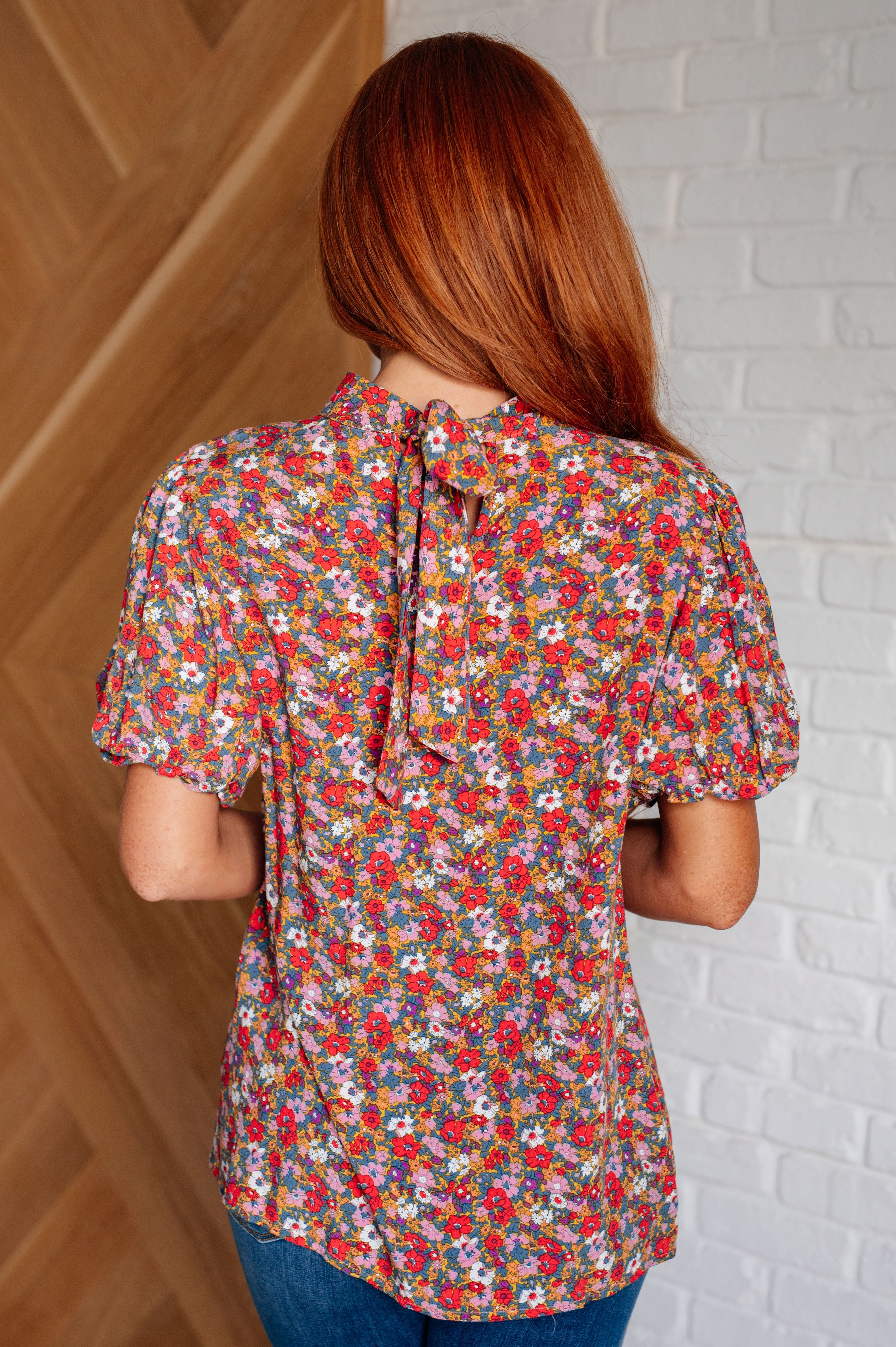Bohemian Moment Floral Mock Neck Blouse - Charming Charlie