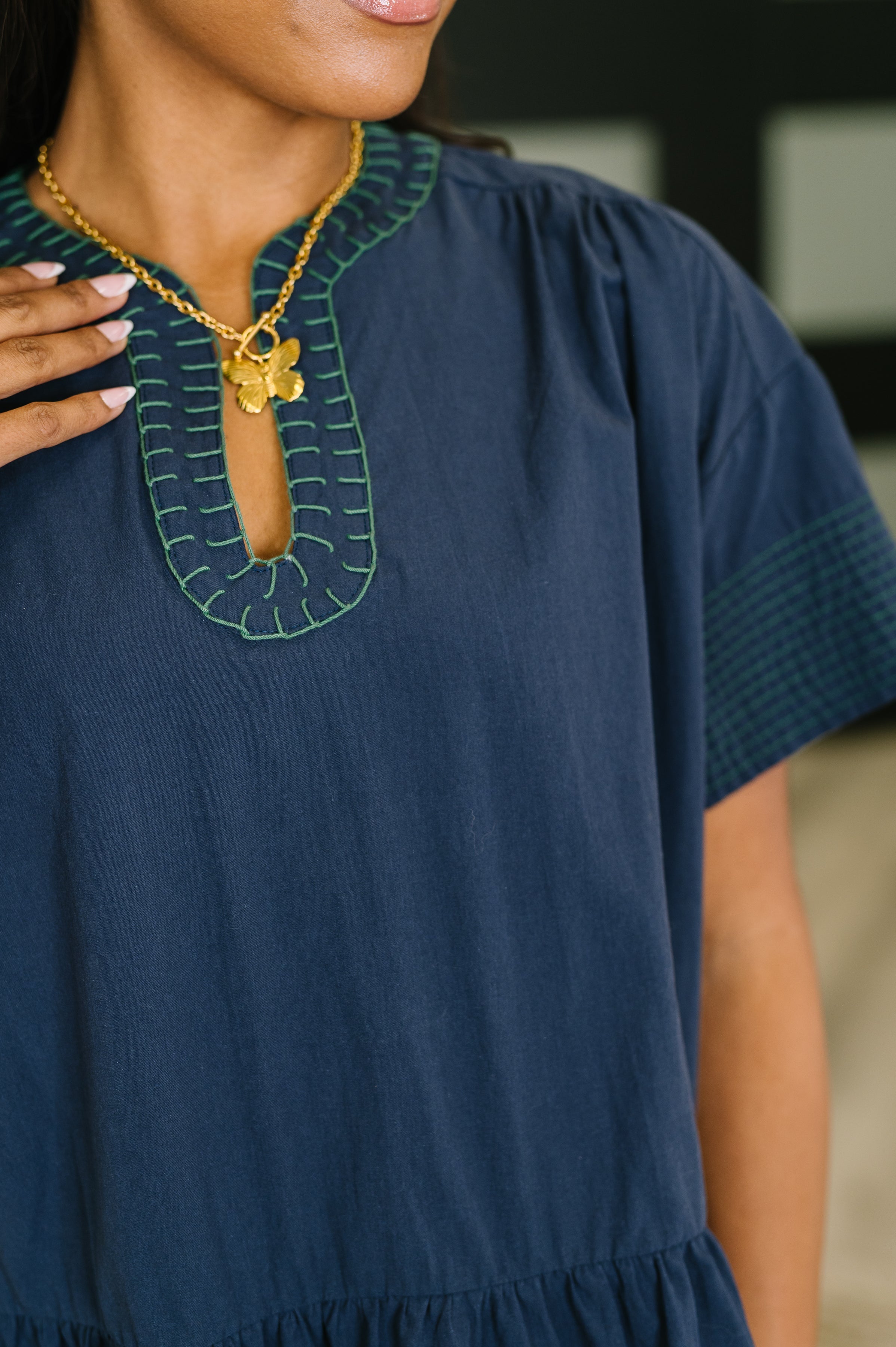 Boot Scootin' Boogie Tiered Dress in Navy - Charming Charlie