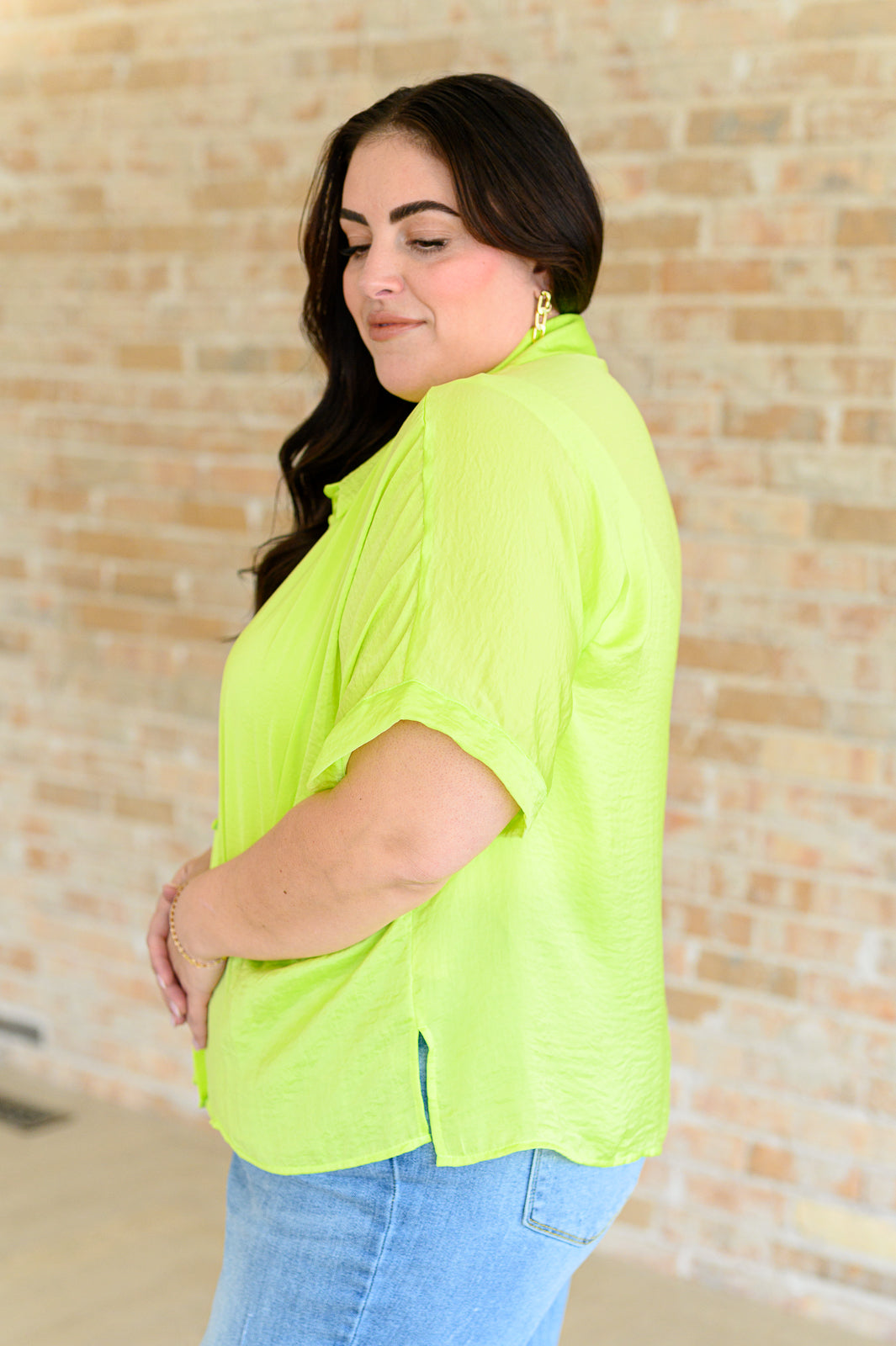 Bright Idea Button Down in Citrus - Charming Charlie