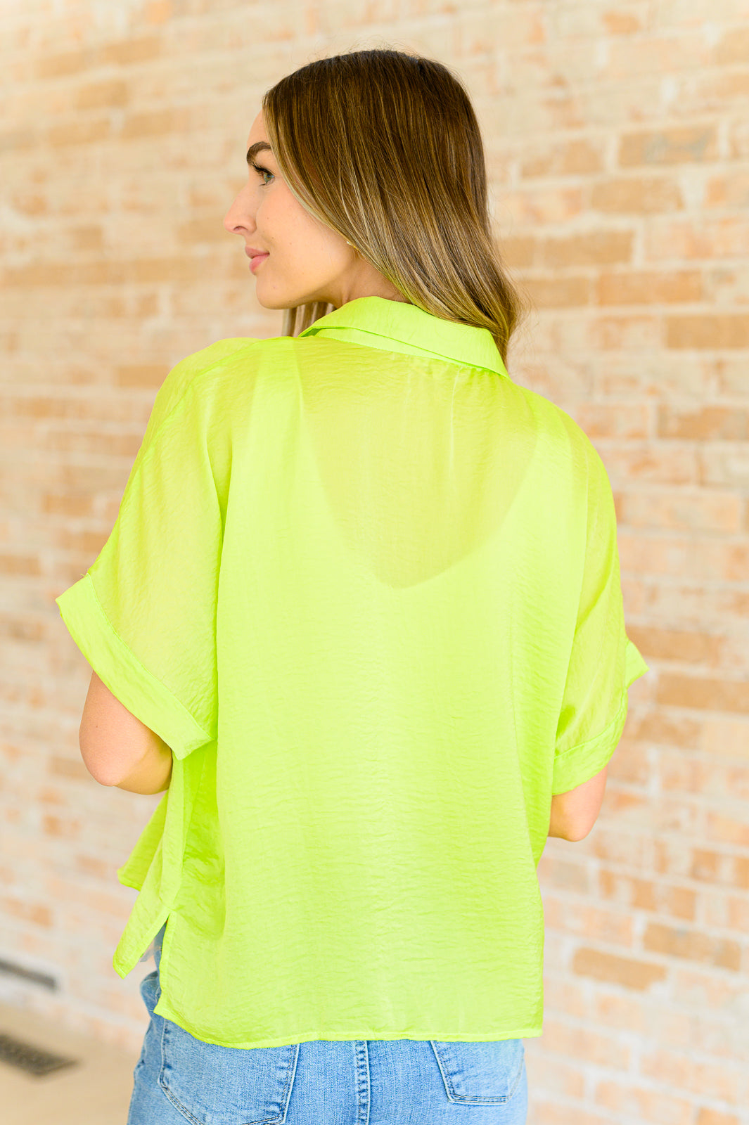 Bright Idea Button Down in Citrus - Charming Charlie