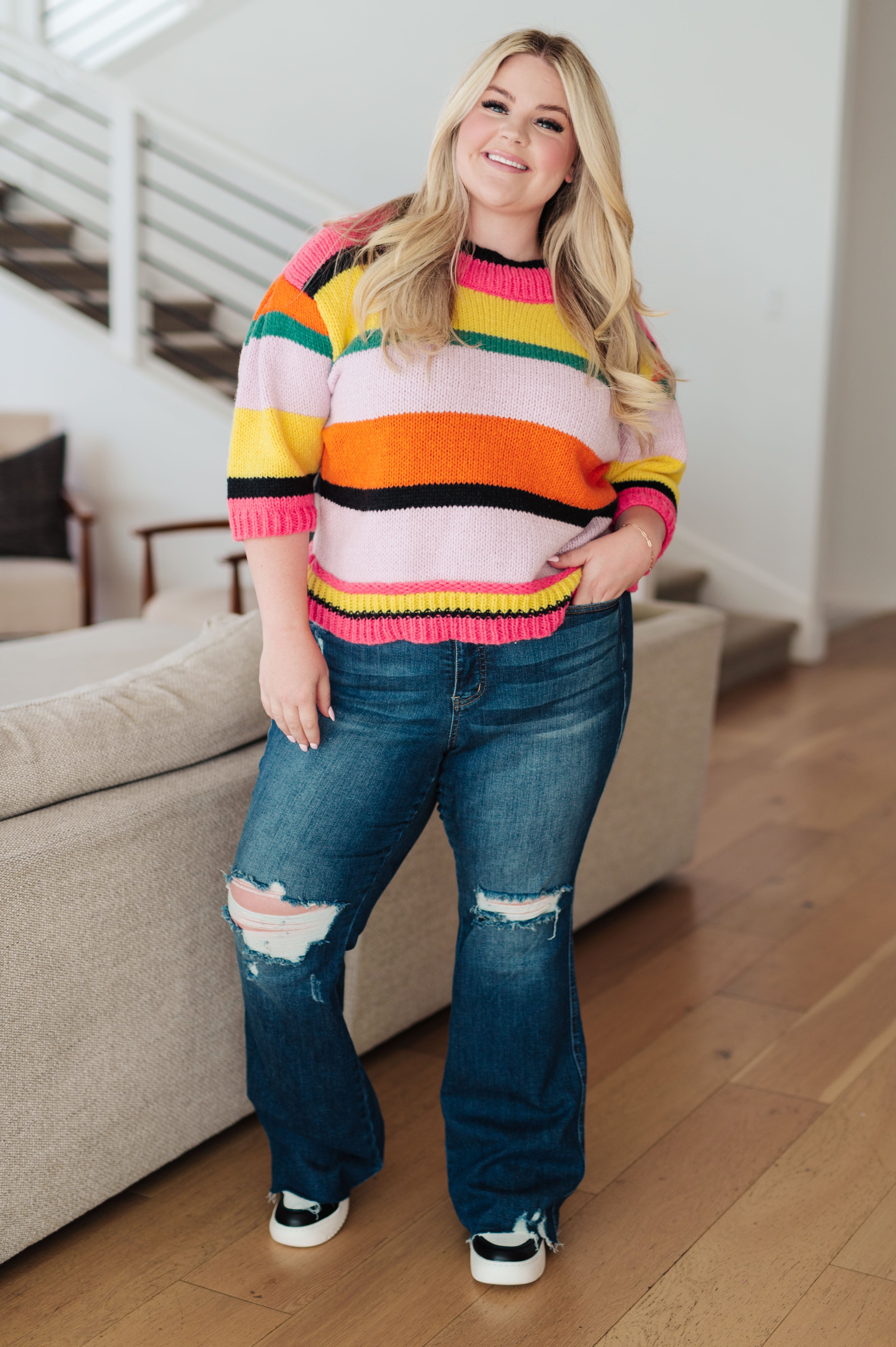 Bright Side Striped Sweater - Charming Charlie