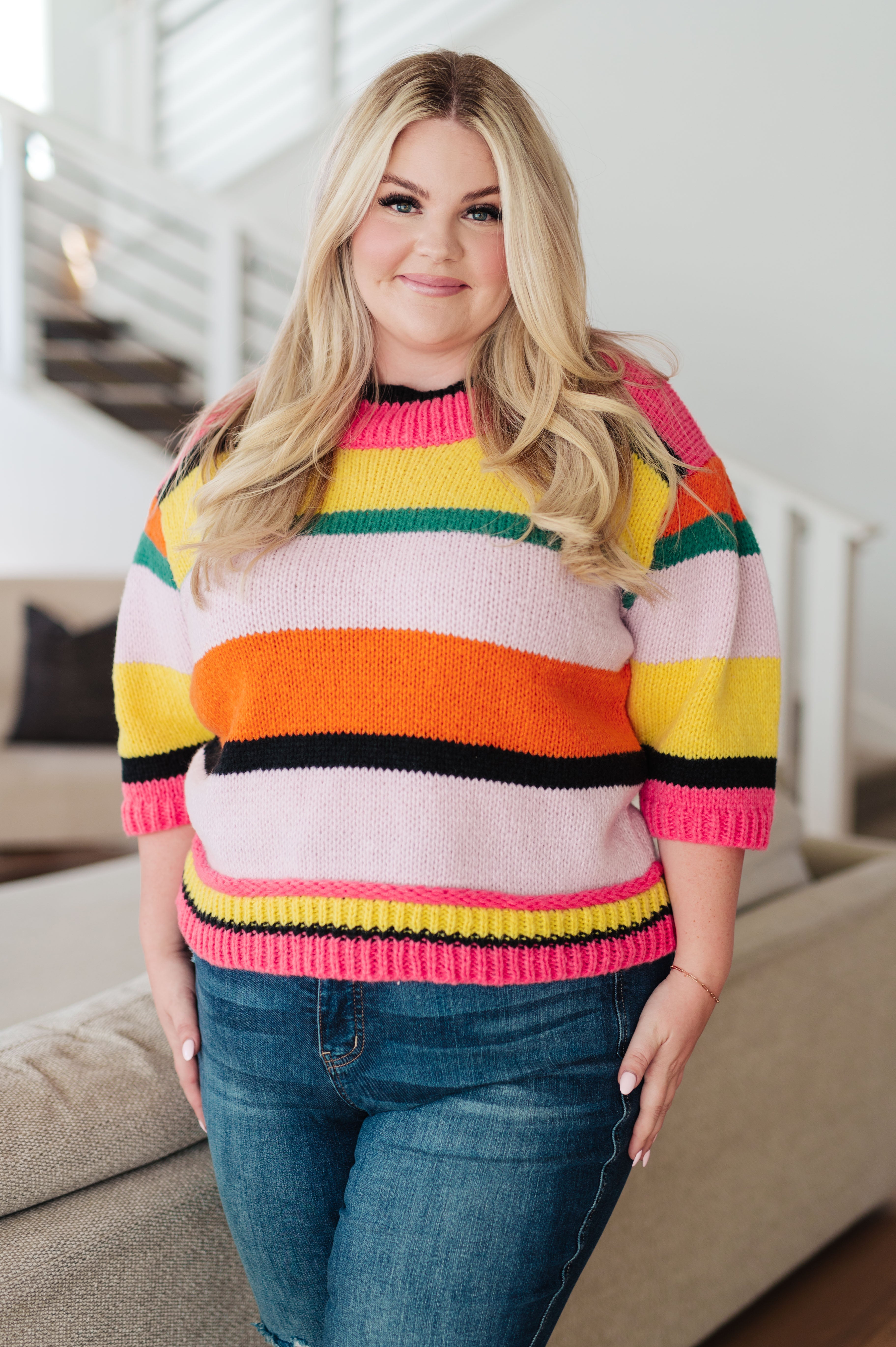 Bright Side Striped Sweater - Charming Charlie