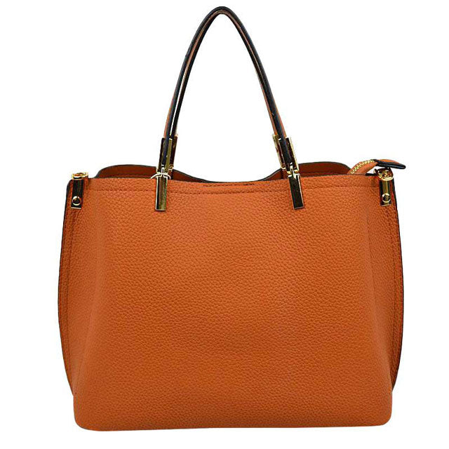 Brown Simpler Times Bucket Crossbody Bags For Women. A great everyday casual shoulder bag composed of Faux leather. A simple design with subtle gold hardware details on the closure. Magnetic snap closure for an inner zipper pouch opening spacious to hold your phone, wallet, and other essentials securely.