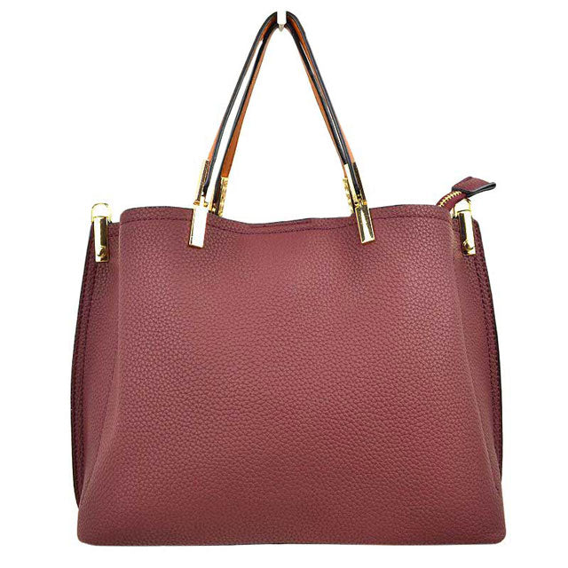 Burgundy Simpler Times Bucket Crossbody Bags For Women. A great everyday casual shoulder bag composed of Faux leather. A simple design with subtle gold hardware details on the closure. Magnetic snap closure for an inner zipper pouch opening spacious to hold your phone, wallet, and other essentials securely.