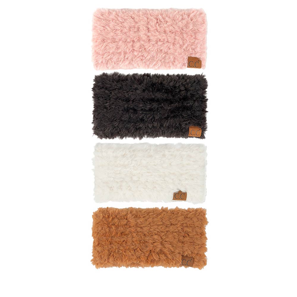 C.C Solid Color Faux Fur Headwrap, this faux fur headwrap offers a chic and cozy style. It is made of soft faux fur and features a comfortable, adjustable fit with a clasp closure. Awesome winter gift accessory for birthdays, Christmas, Stocking Stuffer, Secret Santa, holidays and anniversaries.