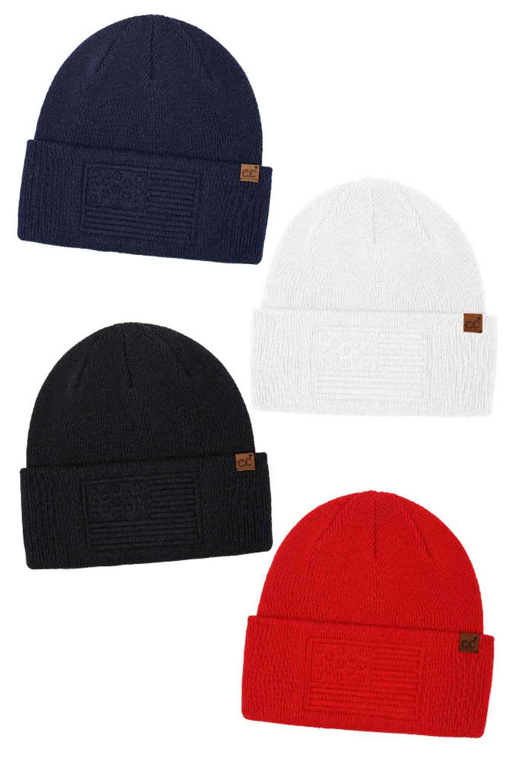 Main Wrap yourself in patriotic charm with our C.C 3D Emboss American Flag Beanie. The intricate flag design pops in 3D detail, adding a touch of Americana to your outfit. Versatile for cozy weekends or chilly workdays, this beanie is a standout piece for gifting or everyday wear. Elevate your style and show off your love for the USA with this must-have accessory.