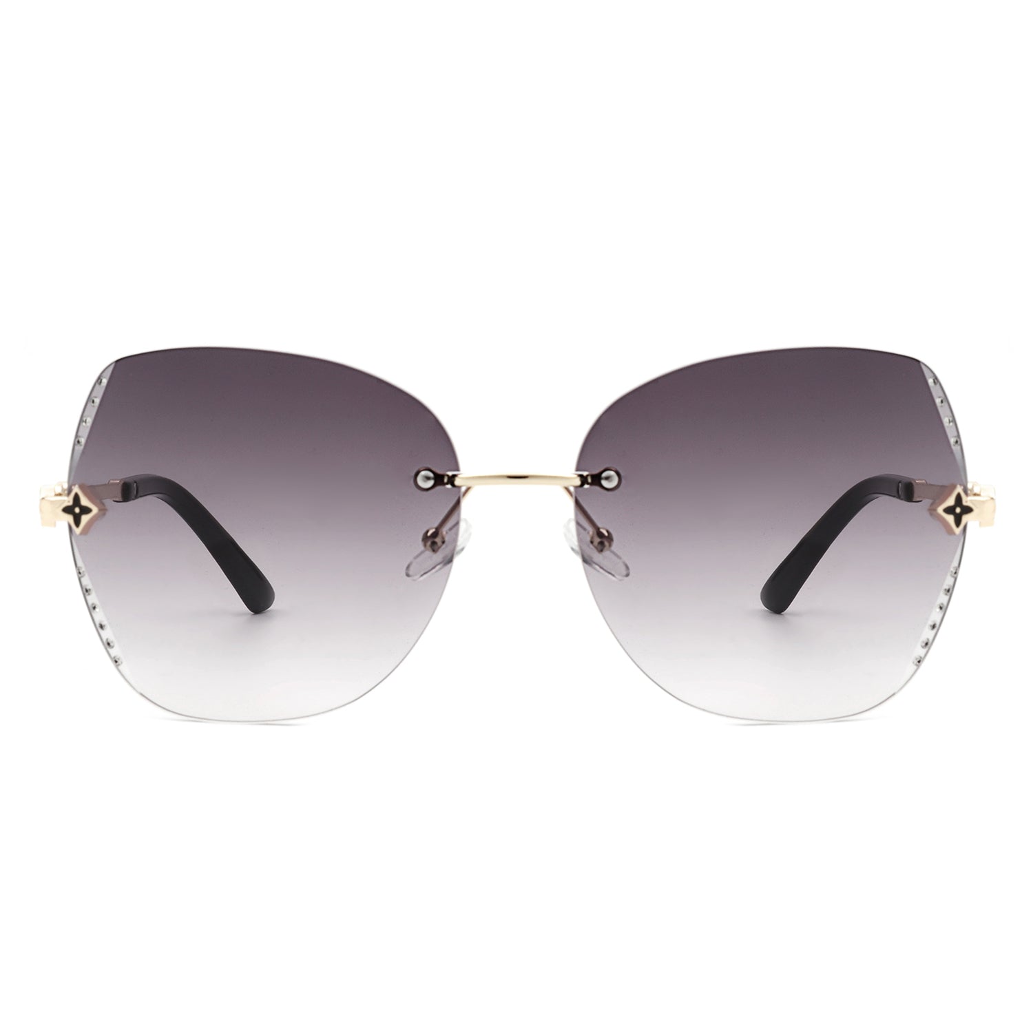 Kineticx - Oversize Rimless Butterfly Shape Tinted Rhinestone Fashion Sunglasses - Charming Charlie