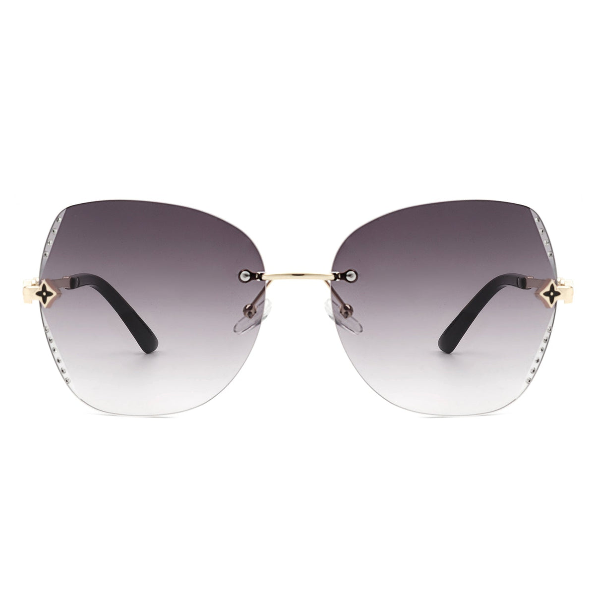Kineticx - Oversize Rimless Butterfly Shape Tinted Rhinestone Fashion Sunglasses - Charming Charlie