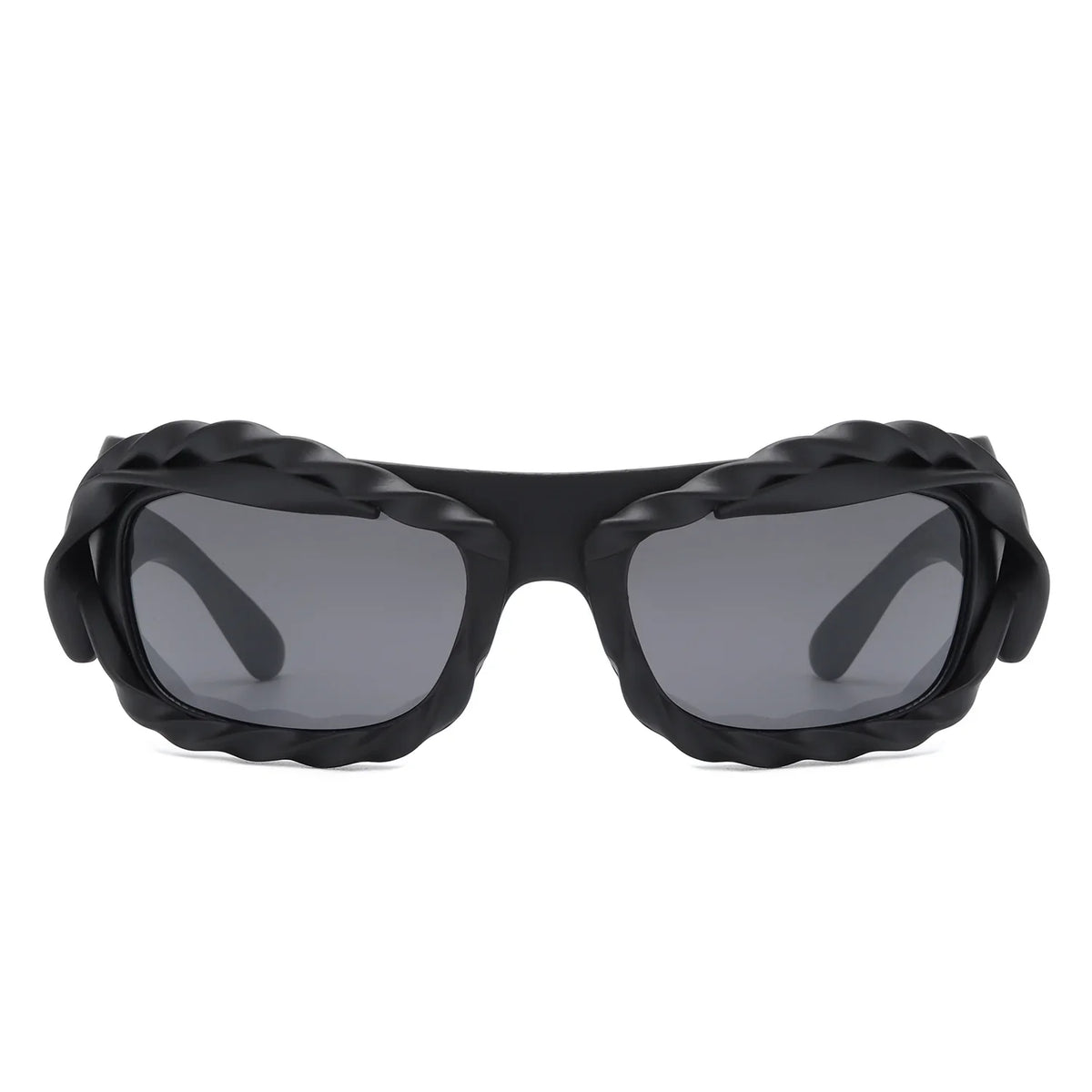 Riff - Rectangle Irregular Twisted Thick Frame Futuristic Sunglasses - Charming Charlie