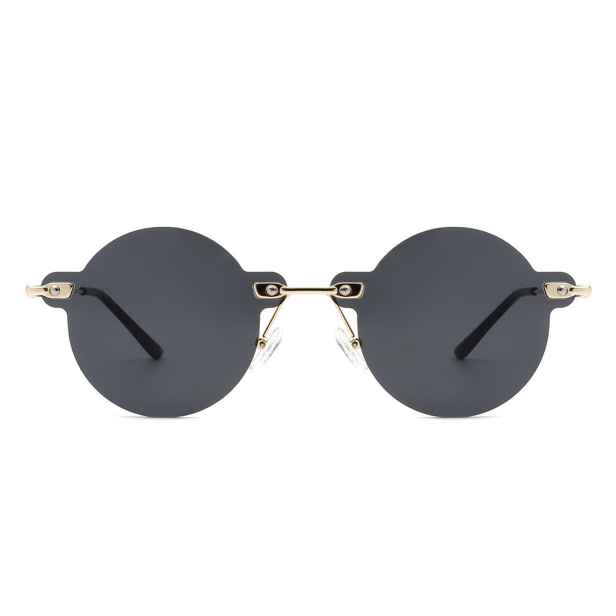 Crescent - Circle Retro Round Rimless Fashion Tinted Vintage Sunglasses - Charming Charlie