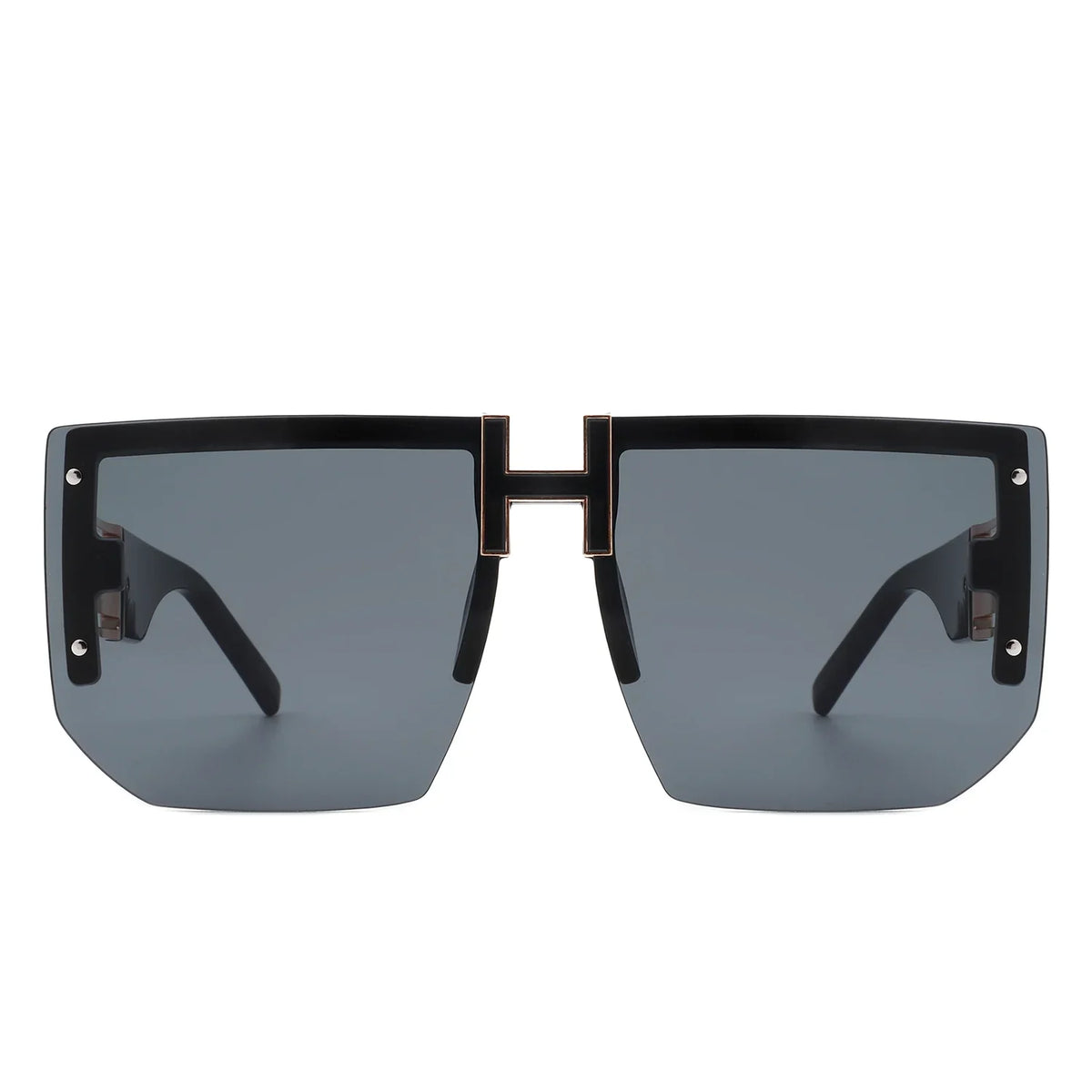 Kaelor - Square Oversized Flat Top Gradient Half Frame Sunglasses - Charming Charlie
