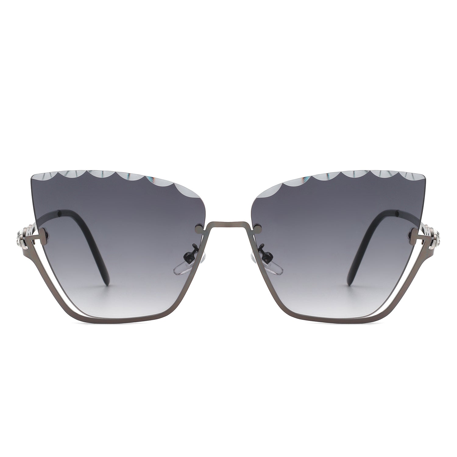 Starfire - Half Frame Square Irregular Tinted Fashion Cat Eye Sunglasses - Charming Charlie