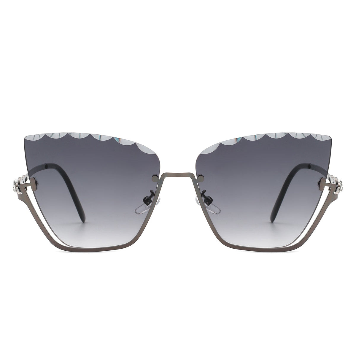 Starfire - Half Frame Square Irregular Tinted Fashion Cat Eye Sunglasses - Charming Charlie