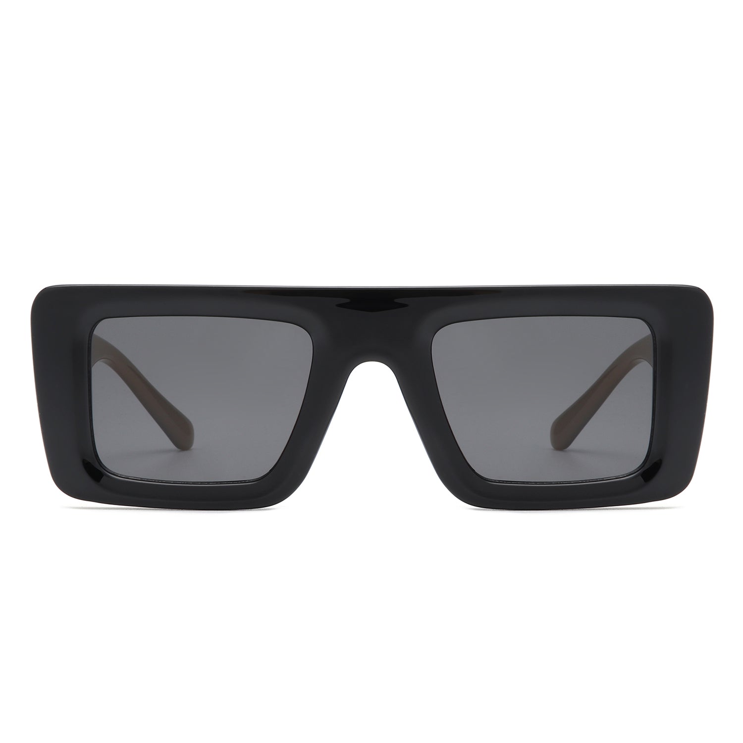 Lumos - Square Retro Two-Tone Thick Frame Flat-Top Sunglasses - Charming Charlie