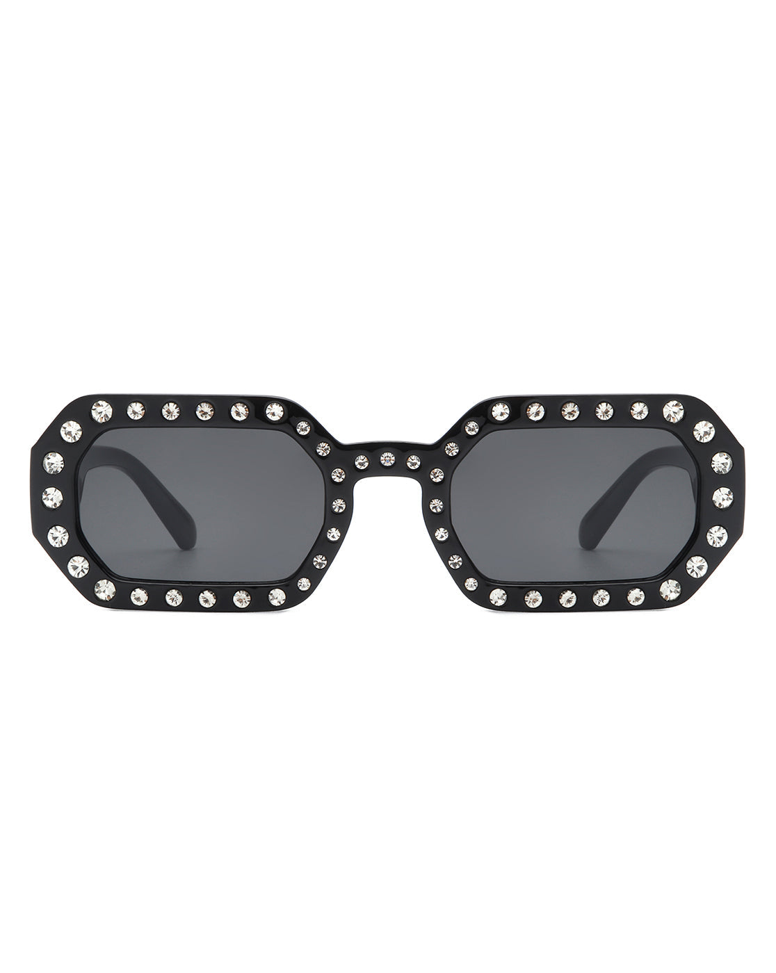 Whisp - Square Retro Rhinestone Tinted Geometric Fashion Sunglasses - Charming Charlie