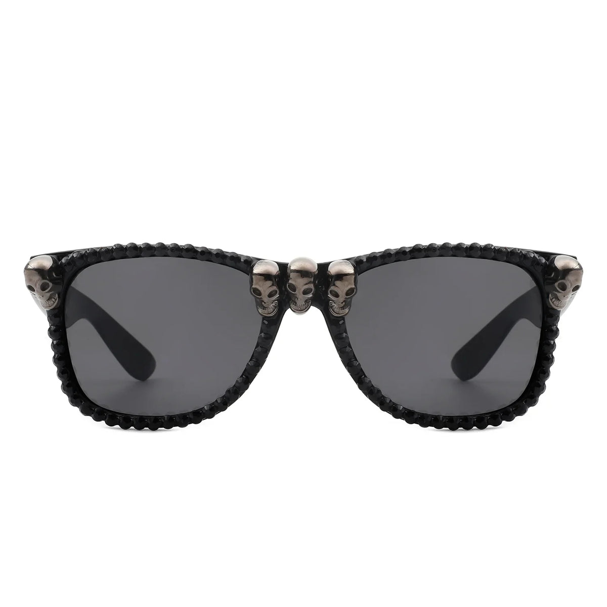 Myralis - Classic Horn Rim Rhinestone Gothic Skull Square Sunglasses - Charming Charlie